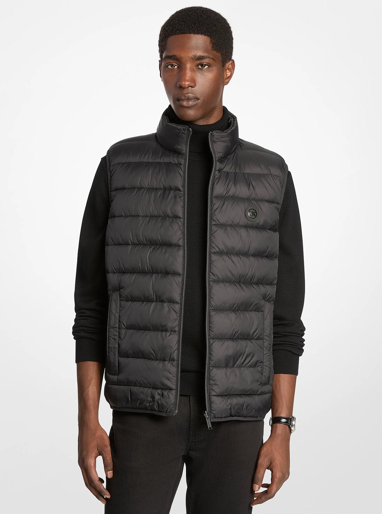 Michael Kors Abbou Signature Logo Reversible Vest BLACK