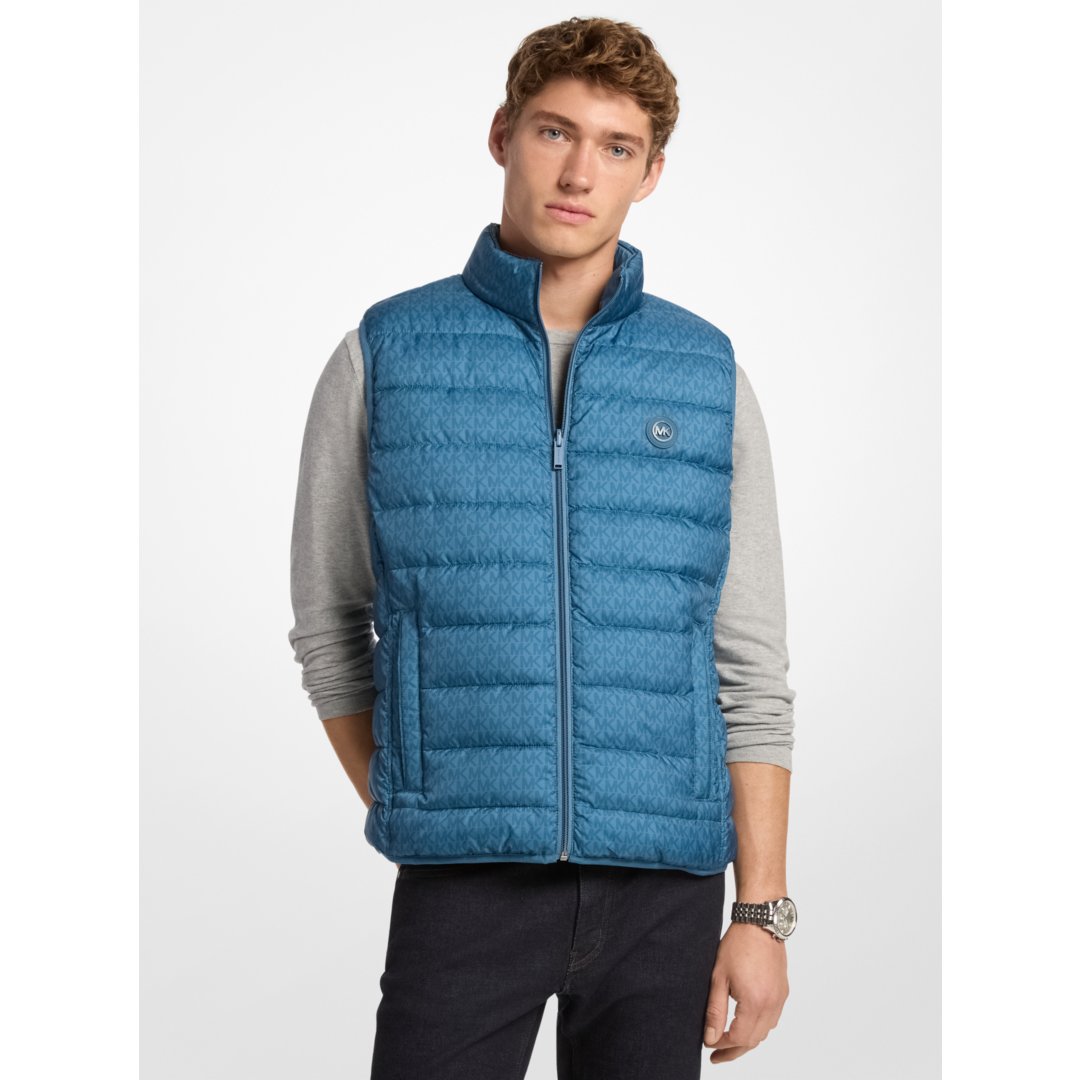 Michael Kors Abbou Signature Logo Reversible Vest CORNFLOWER