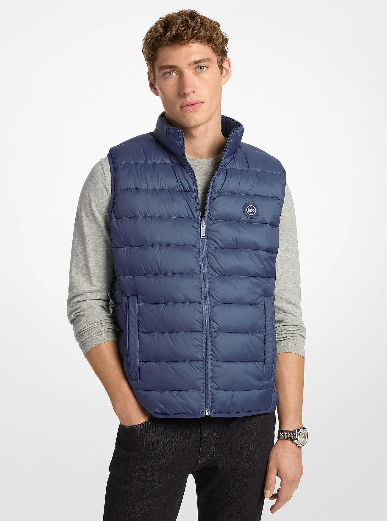 Michael Kors Abbou Signature Logo Reversible Vest MIDNIGHT