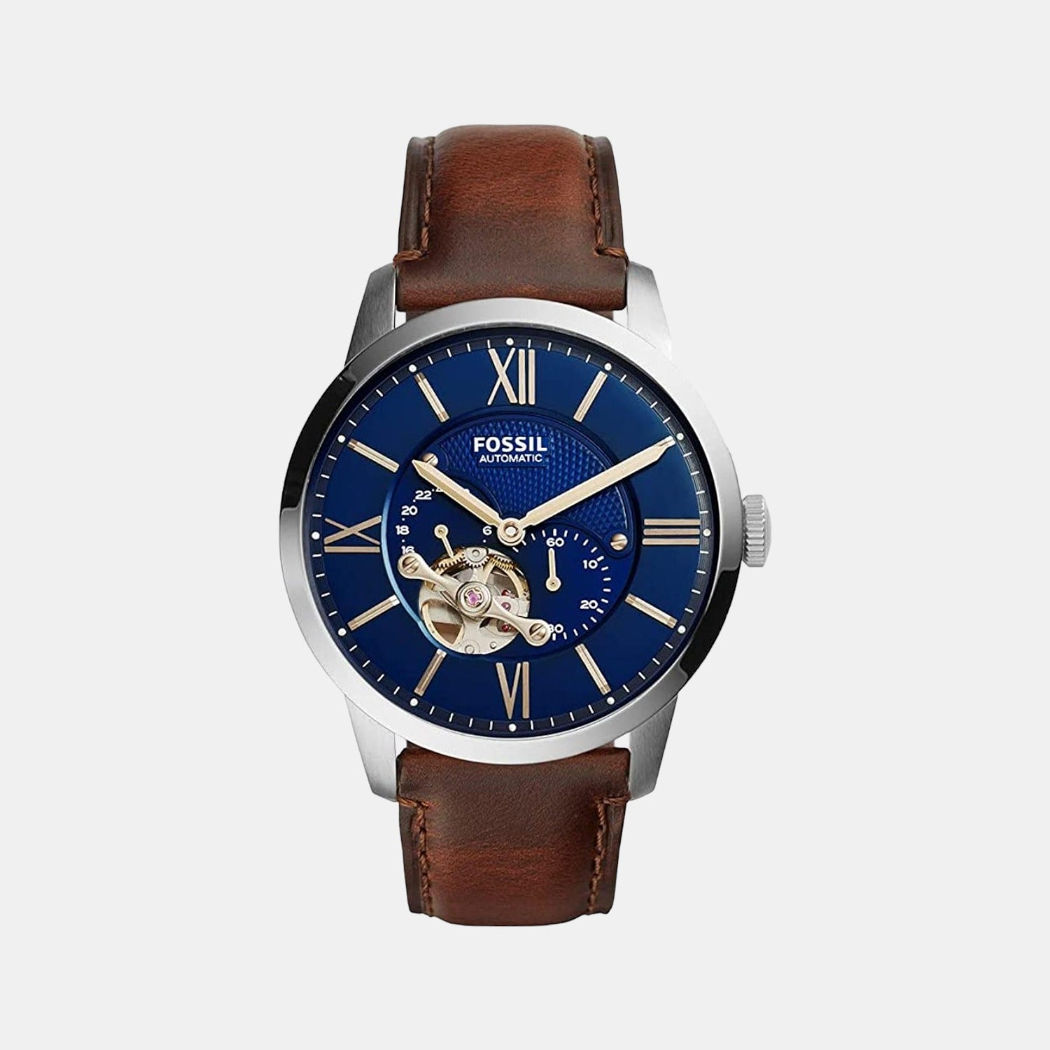Fossil Towns Men Automatic Blue Dial Multi-Function Leather Watch Me3110