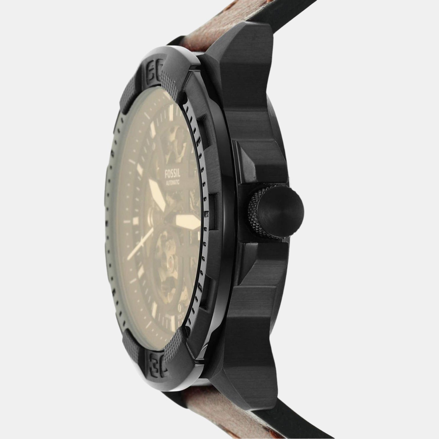 Fossil Bronson Men Automatic Black Dial Analog Leather Watch Me3219
