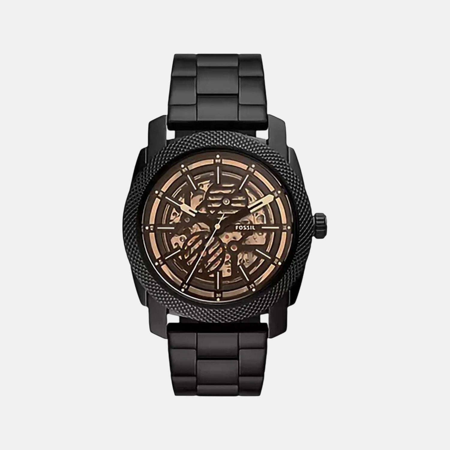 Fossil Machine Men Automatic Black Dial Analog Stainless Steel Watch Me3253