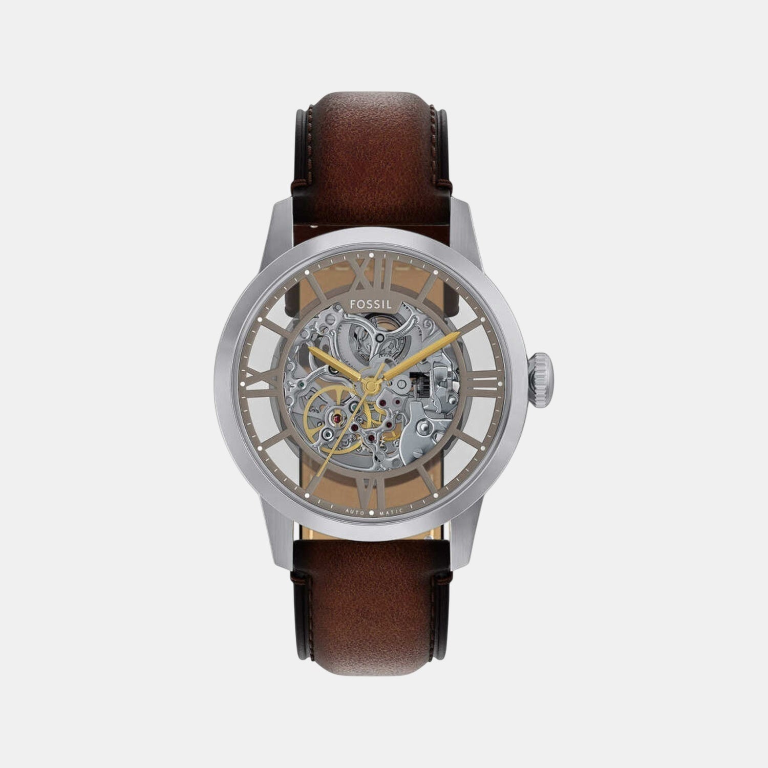 Fossil Townsman Men Automatic Silver Dial Analog Leather Watch Me3270