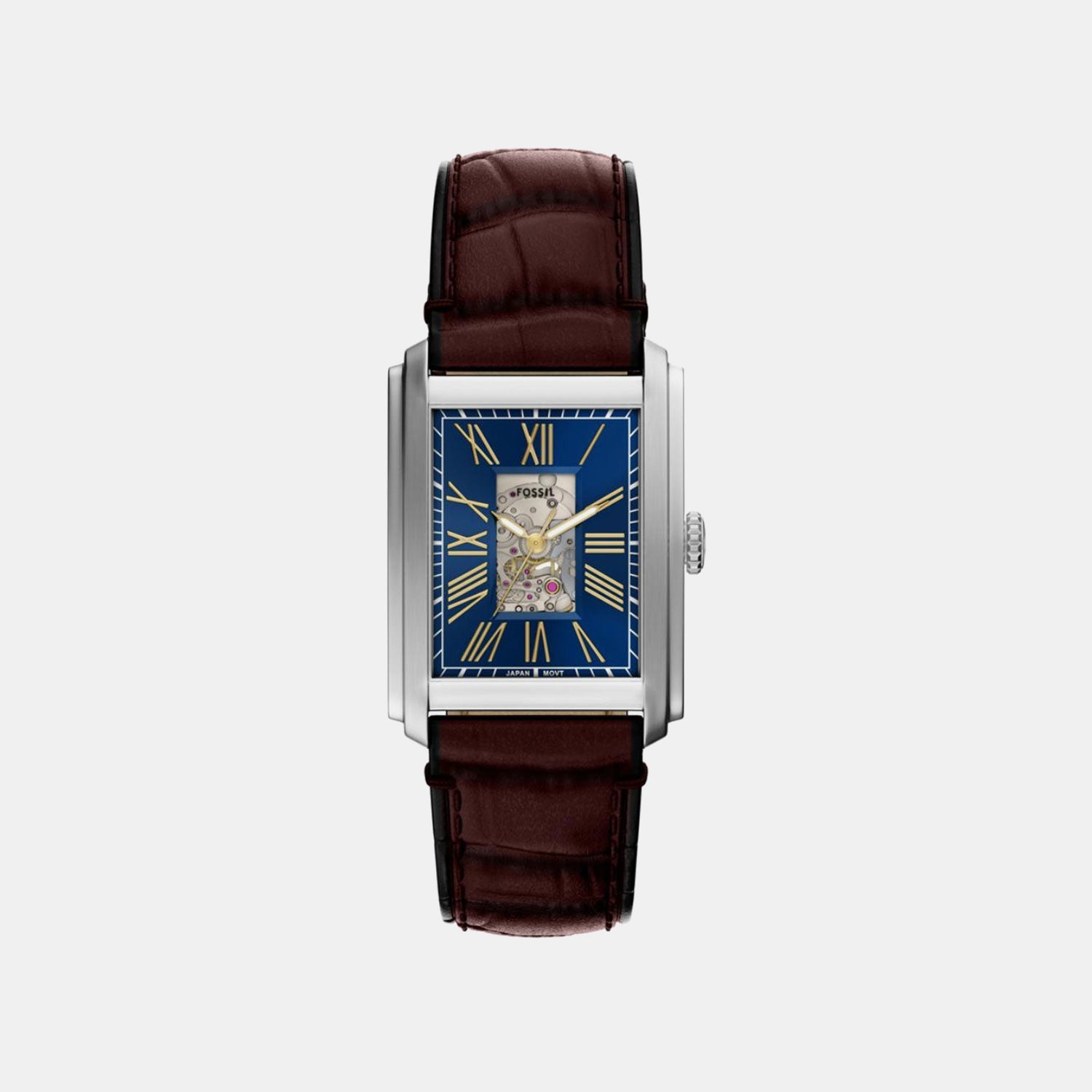 Fossil Carraway Men Automatic Blue Dial Analog Leather Watch Me3273