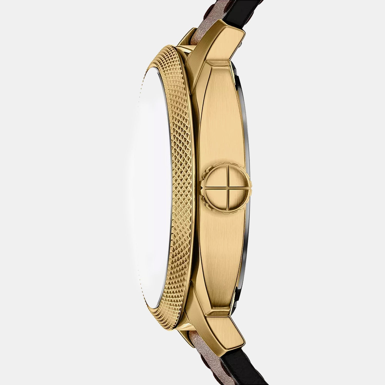 Fossil Men Automatic Gold Dial Analog Leather Watch Me3278