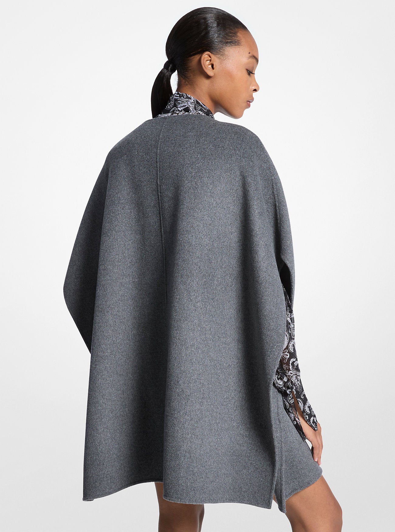 Double Face Wool Blend Cape Derby Heather Derby Heather