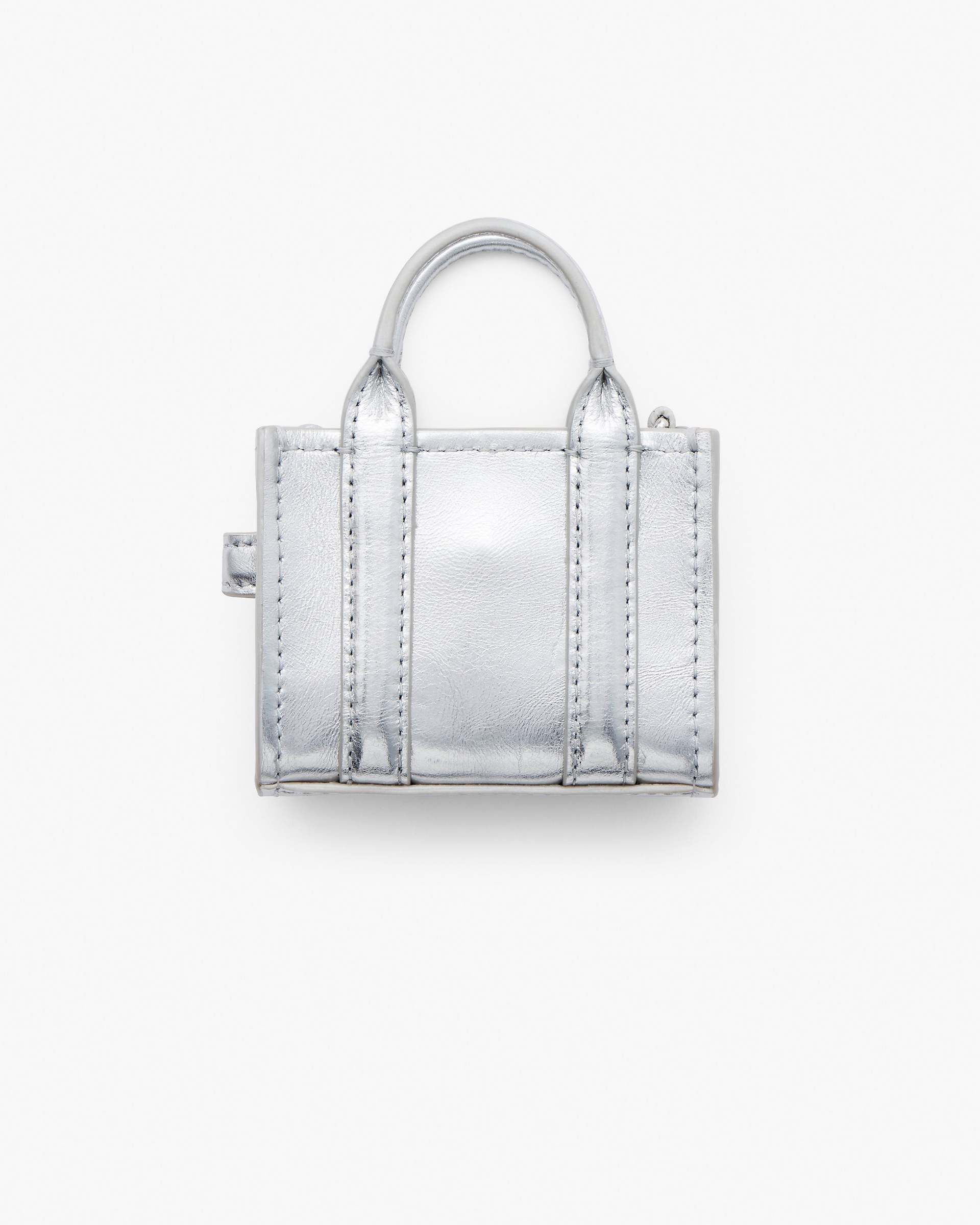 Marc Jacobs Marc Jacobs The Metallic Leather Nano Tote Charm Silver Silver