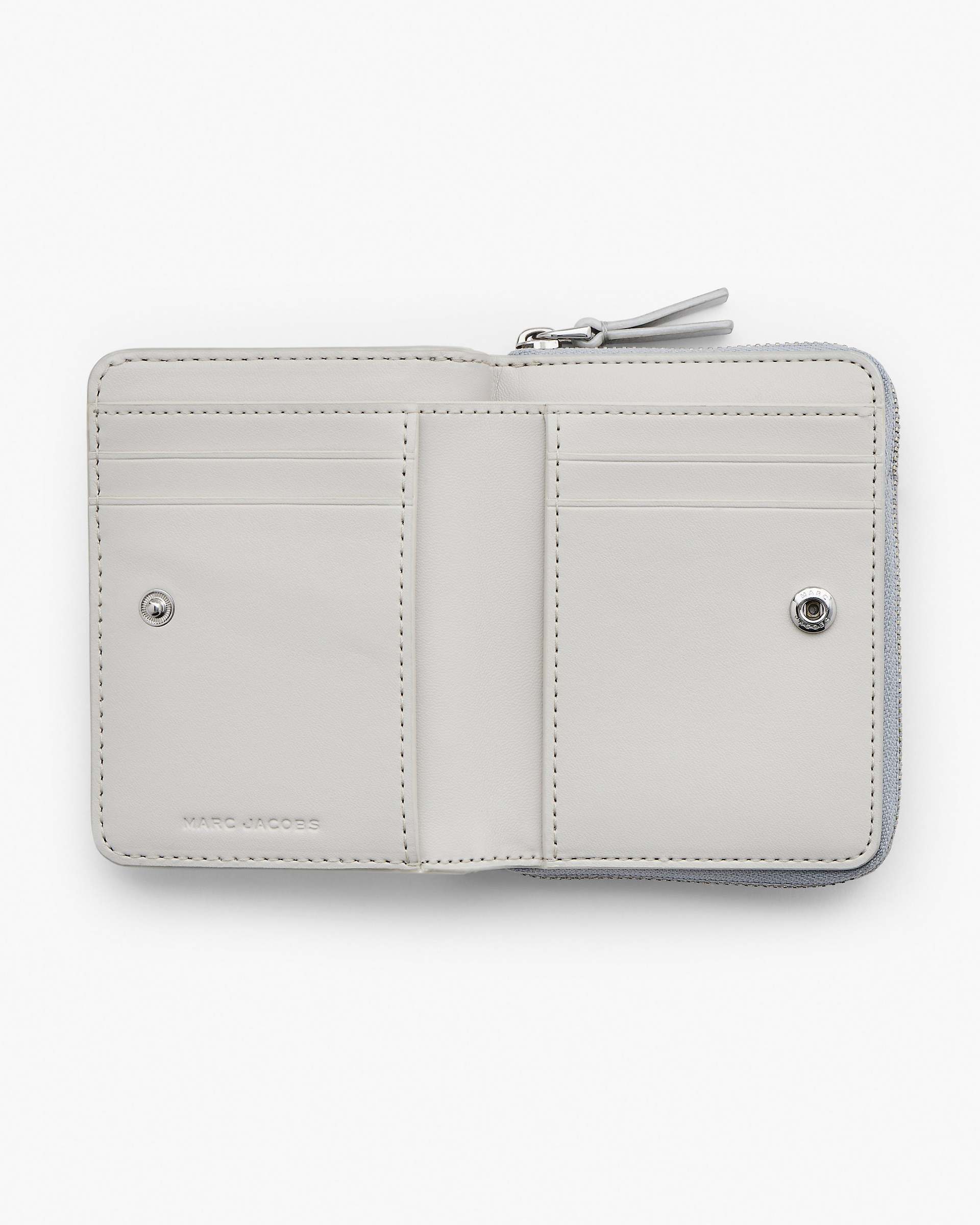 Marc Jacobs Marc Jacobs The Metallic Leather Mini Compact Wallet Metallic Silver Metallic Silver