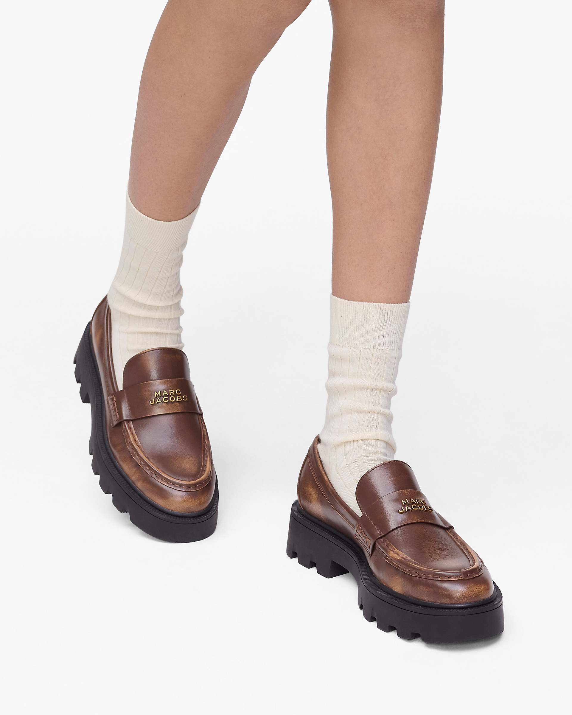 Marc Jacobs Marc Jacobs The Distressed Leather Frankie Loafer Ebony Ebony