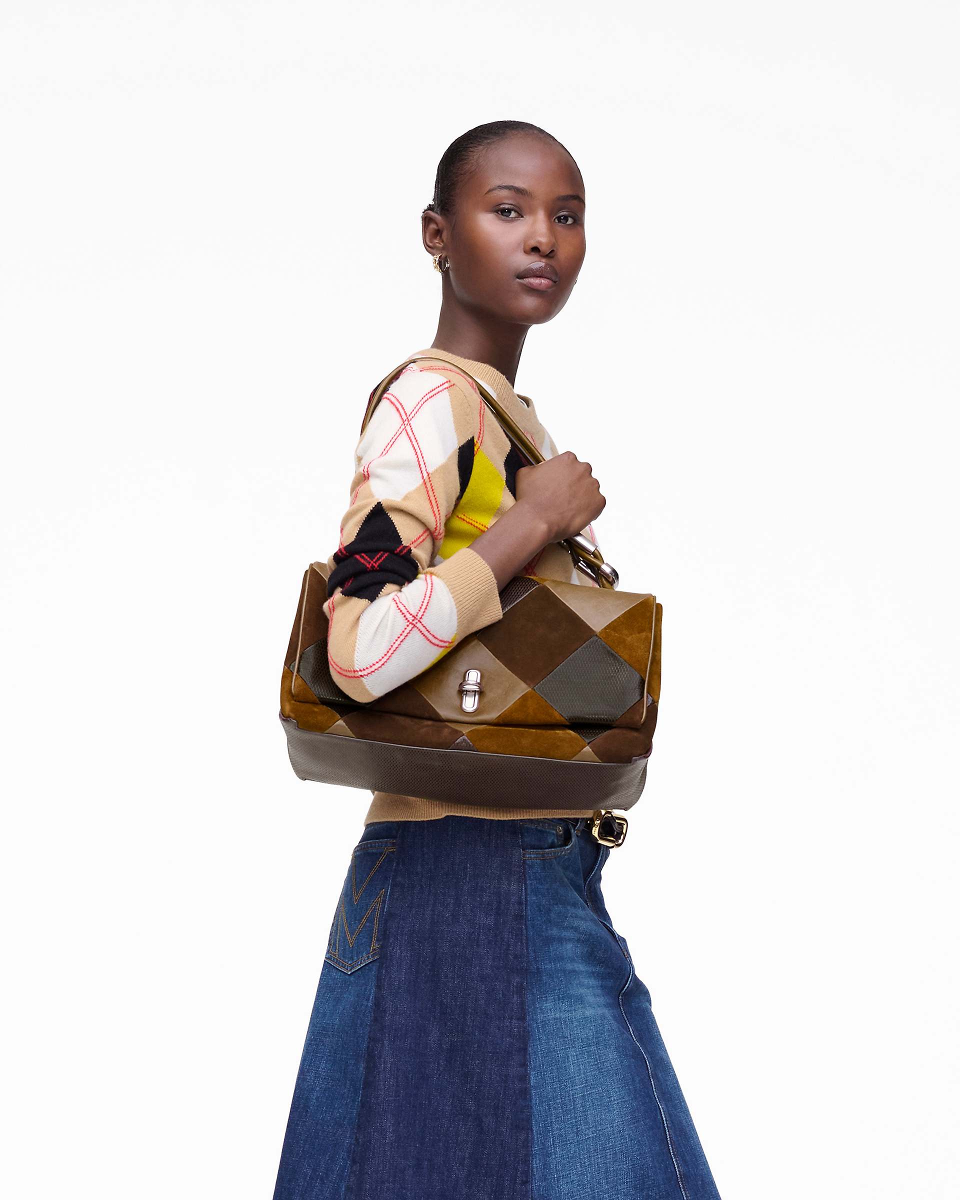 Marc Jacobs Marc Jacobs The Suede Patchwork Large Dual Bag Brown Multi Brown Multi