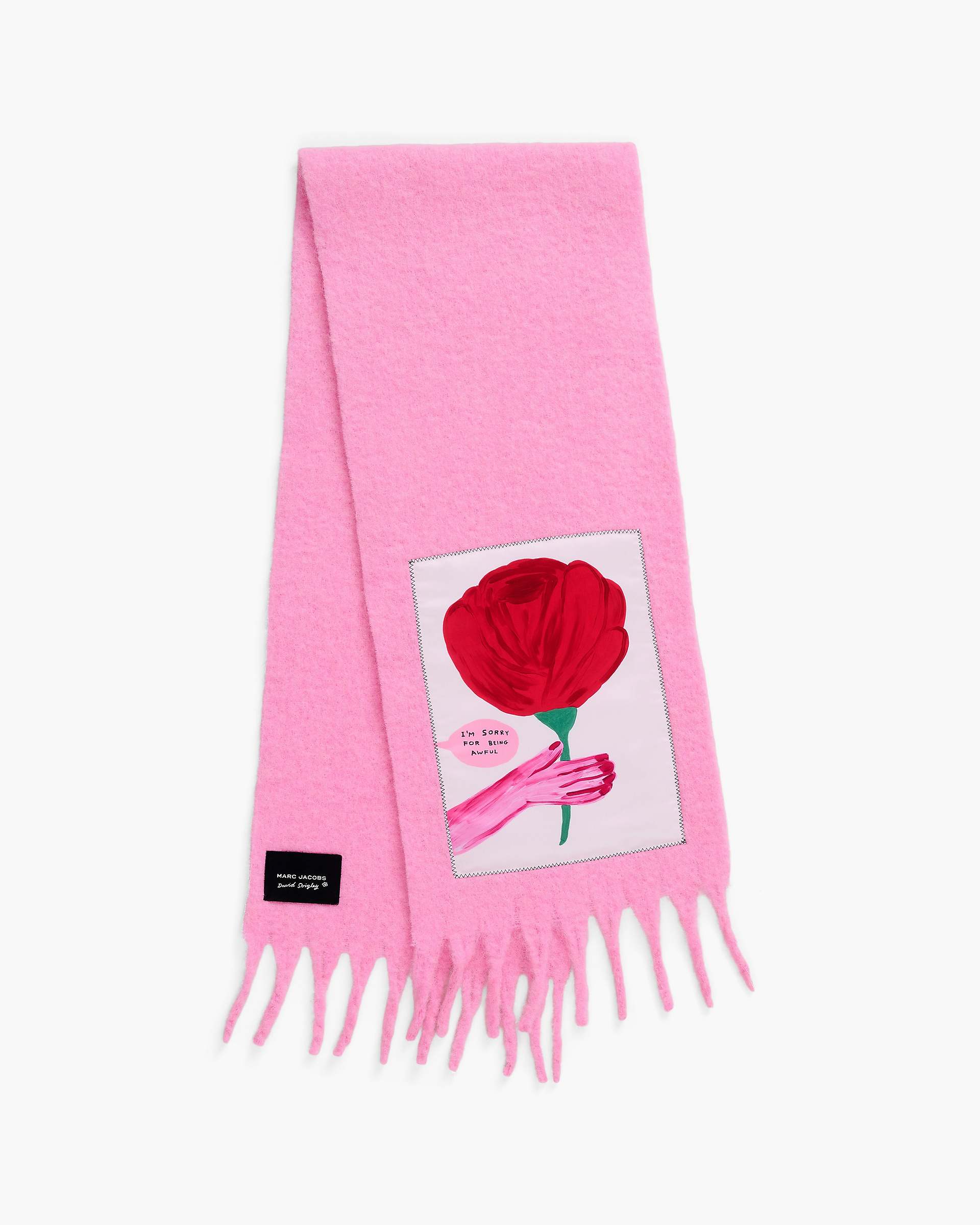 Marc Jacobs Marc Jacobs David Shrigley X Marc Jacobs Oh Rose Wool Scarf Pink Multi Pink Multi