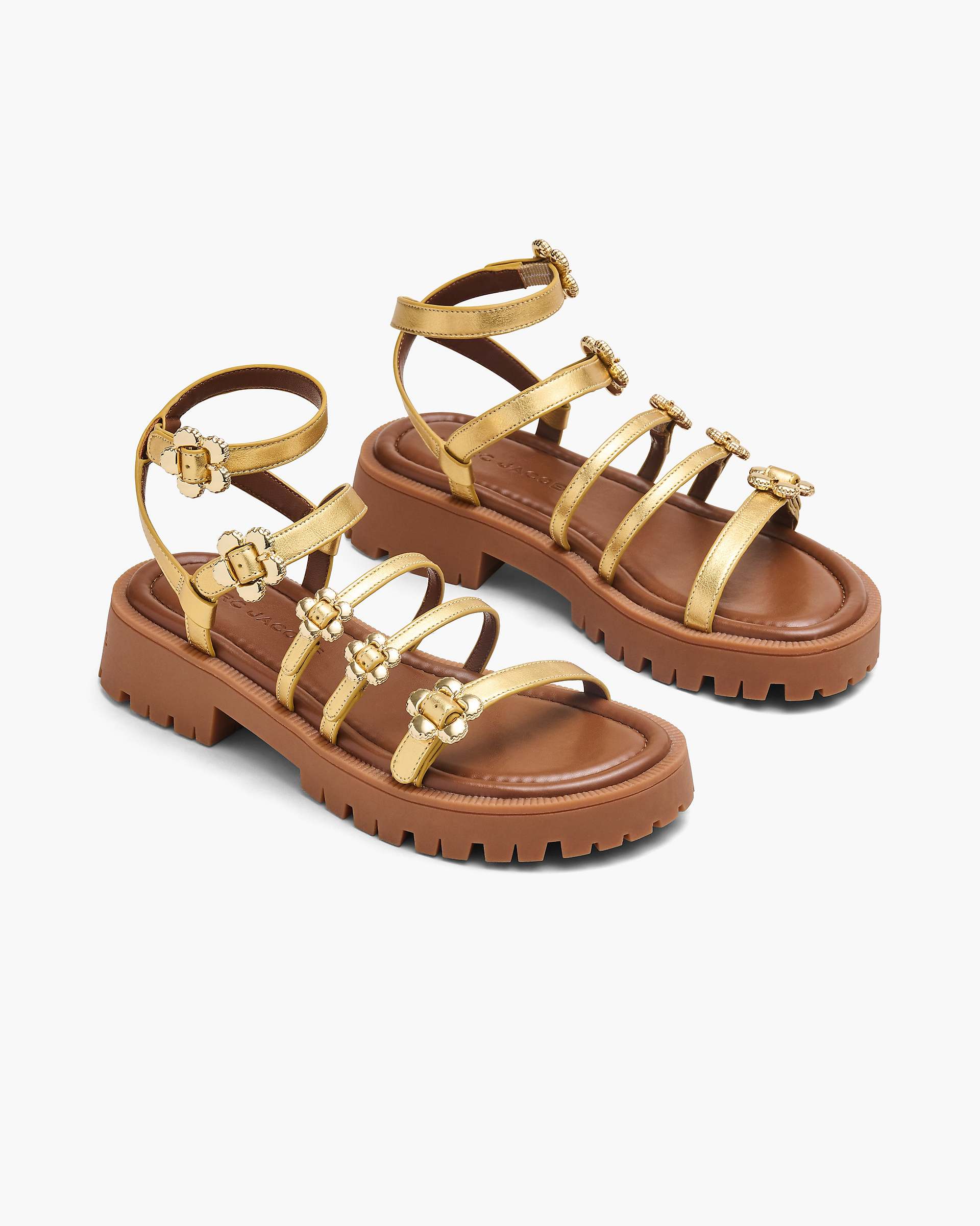 Marc Jacobs Marc Jacobs The Metallic Leather Daisy Gladiator Sandal Gold Gold