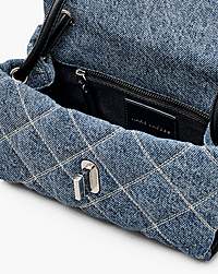 Marc Jacobs The Quilted Denim Mini Dual Shoulder Bag Light Wash Indigo