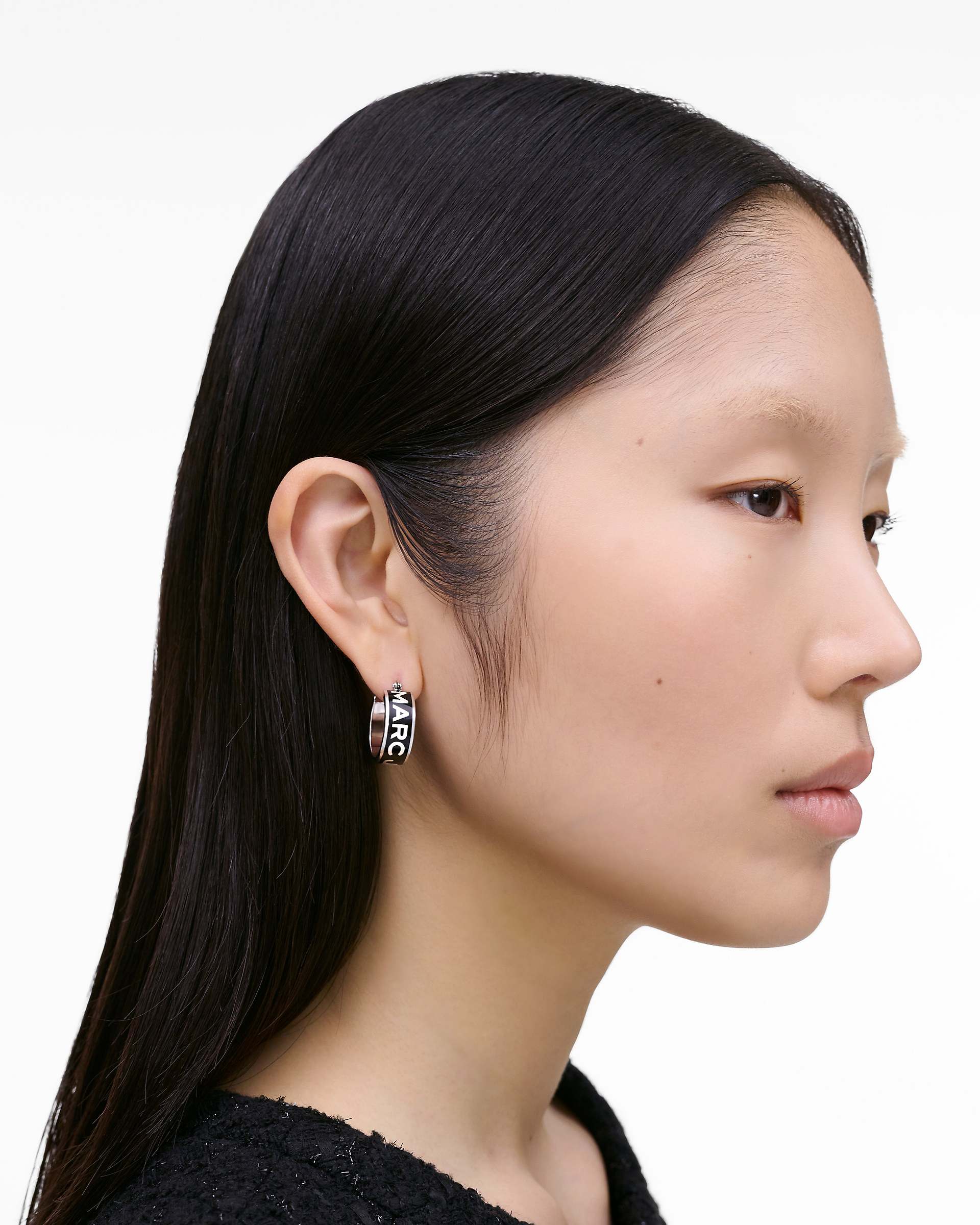 Marc Jacobs Marc Jacobs The Marc Jacobs Hoop Earrings Silver/Black Silver/black