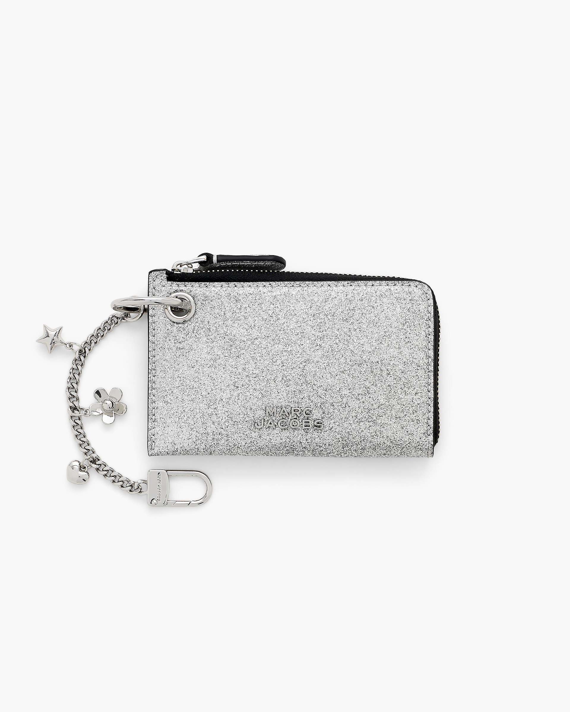 Marc Jacobs Marc Jacobs The Coated Glitter Everyday Top Zip Charm Wallet Silver Silver