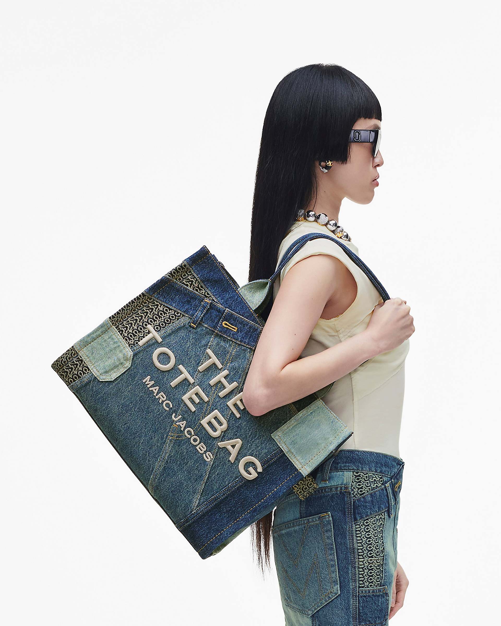 Marc Jacobs Marc Jacobs The Deconstructed Denim Large Tote Bag Indigo Multi Indigo Multi