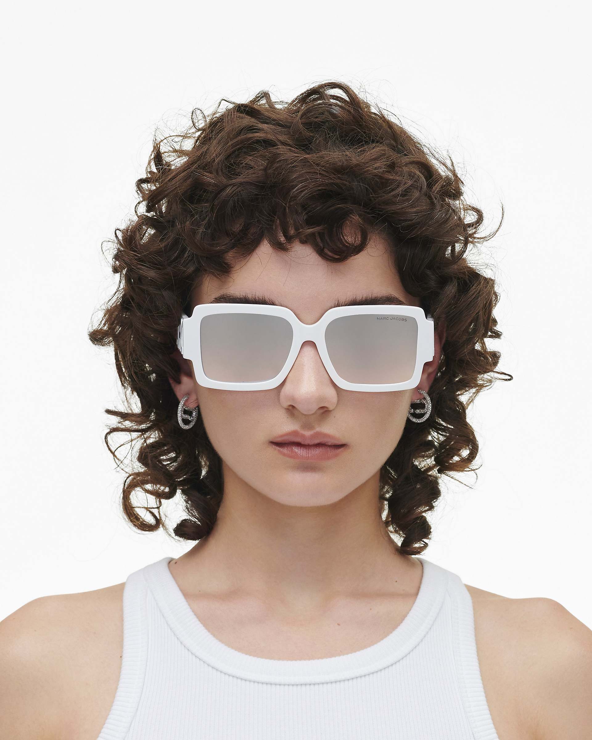 Marc Jacobs Marc Jacobs The Bold Logo Square Mirrored Sunglasses White/Grey White/grey