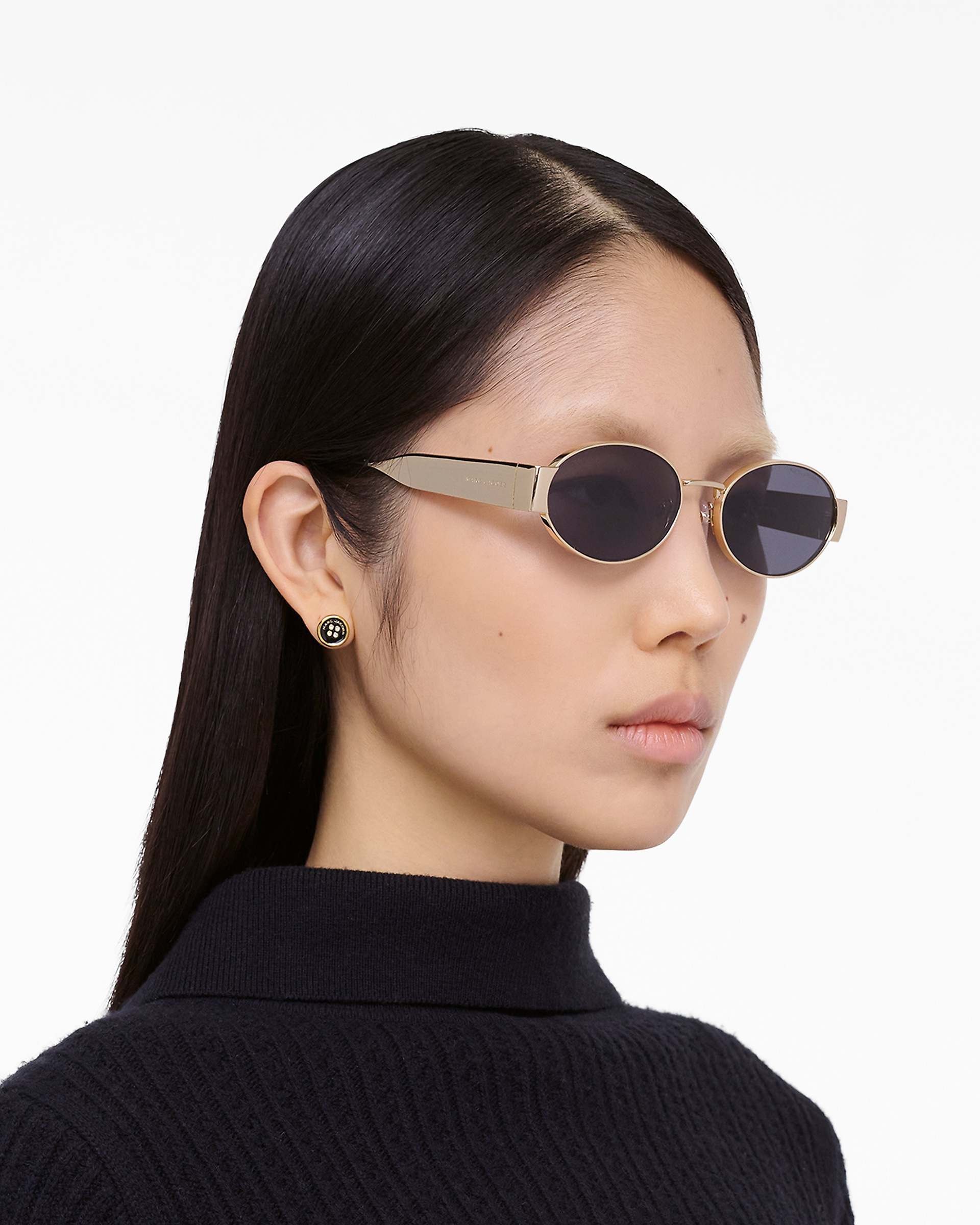 Marc Jacobs Marc Jacobs The Classic Logo Round Sunglasses Black/Gold Black/gold