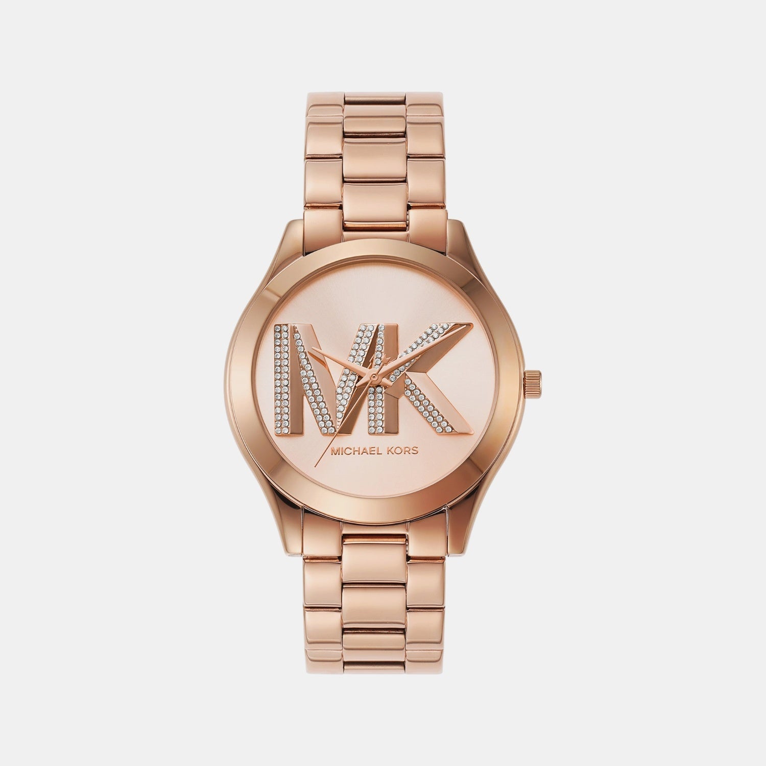 Michael Kors Slim Runway Women Quartz Pink Dial Analog Stainless Steel Watch Mk4733