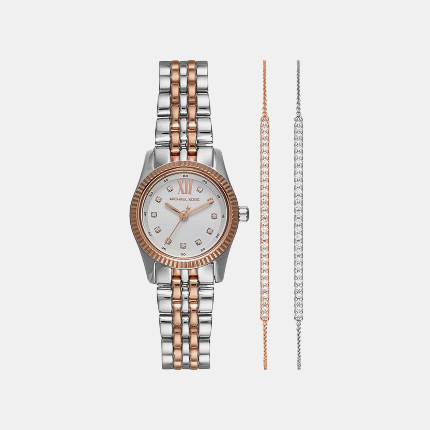 Michael Kors Lexington Women Quartz Silver Dial Analog Stainless Steel Watch Mk4817Set
