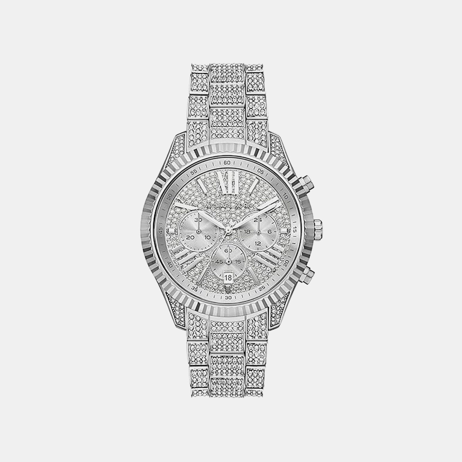 Michael Kors Lexington Women Quartz Silver Dial Chronograph Stainless Steel Watch Mk4972