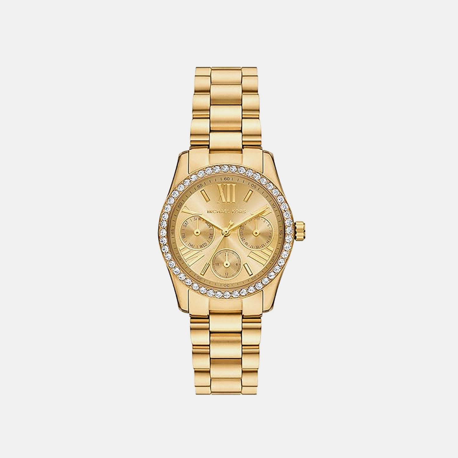 Michael Kors Lexington Women Quartz Gold Dial Chronograph Stainless Steel Watch Mk4982