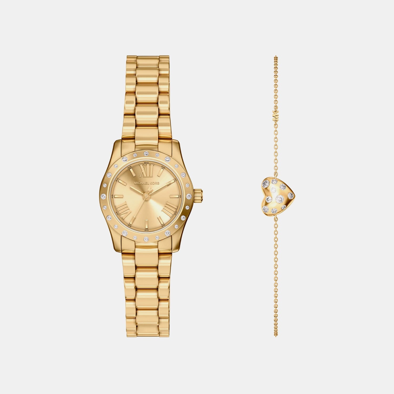 Michael Kors Lexington Women Quartz Gold Dial Analog Stainless Steel Watch Mk4992Set