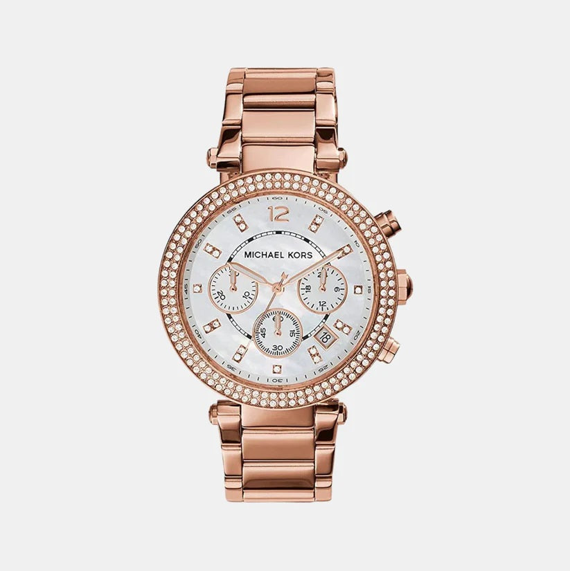 Michael Kors Parker Women Quartz White Dial Chronograph Stainless Steel Watch Mk5491