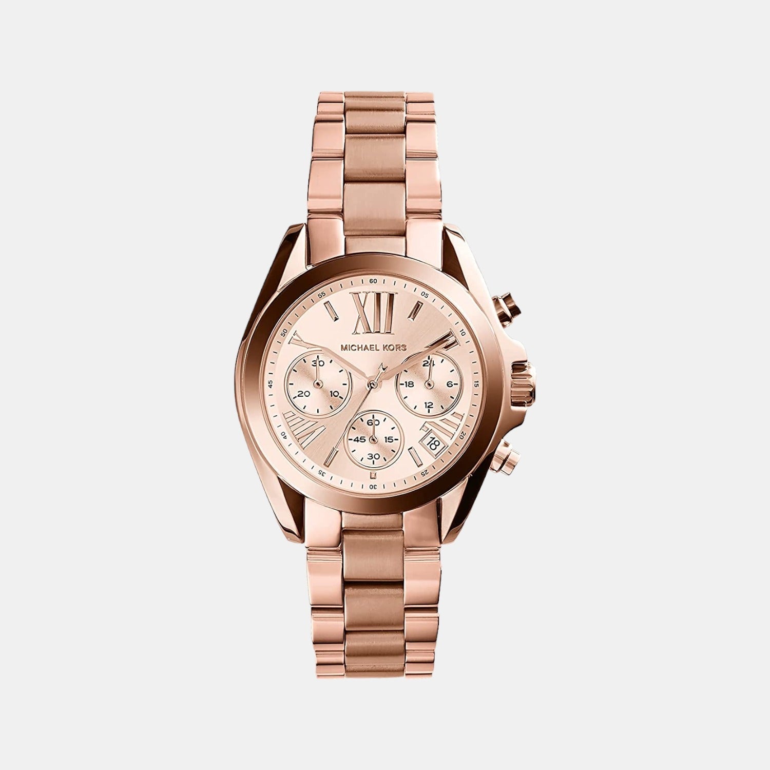 Michael Kors Mini Bradshaw Women Quartz Rose Gold Dial Chronograph Stainless Steel Watch Mk5799