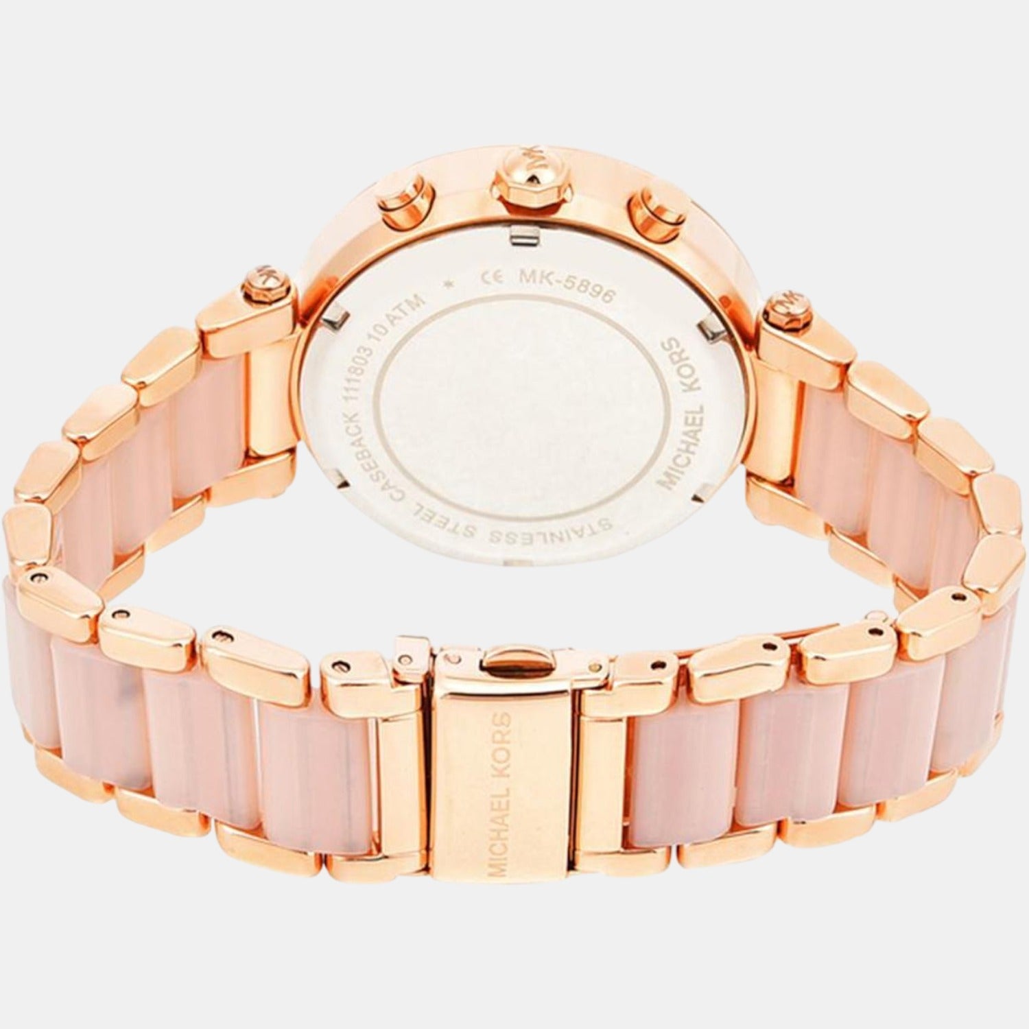 Michael Kors Parker Women Quartz Pink Dial Chronograph Stainless Steel Watch Mk5896