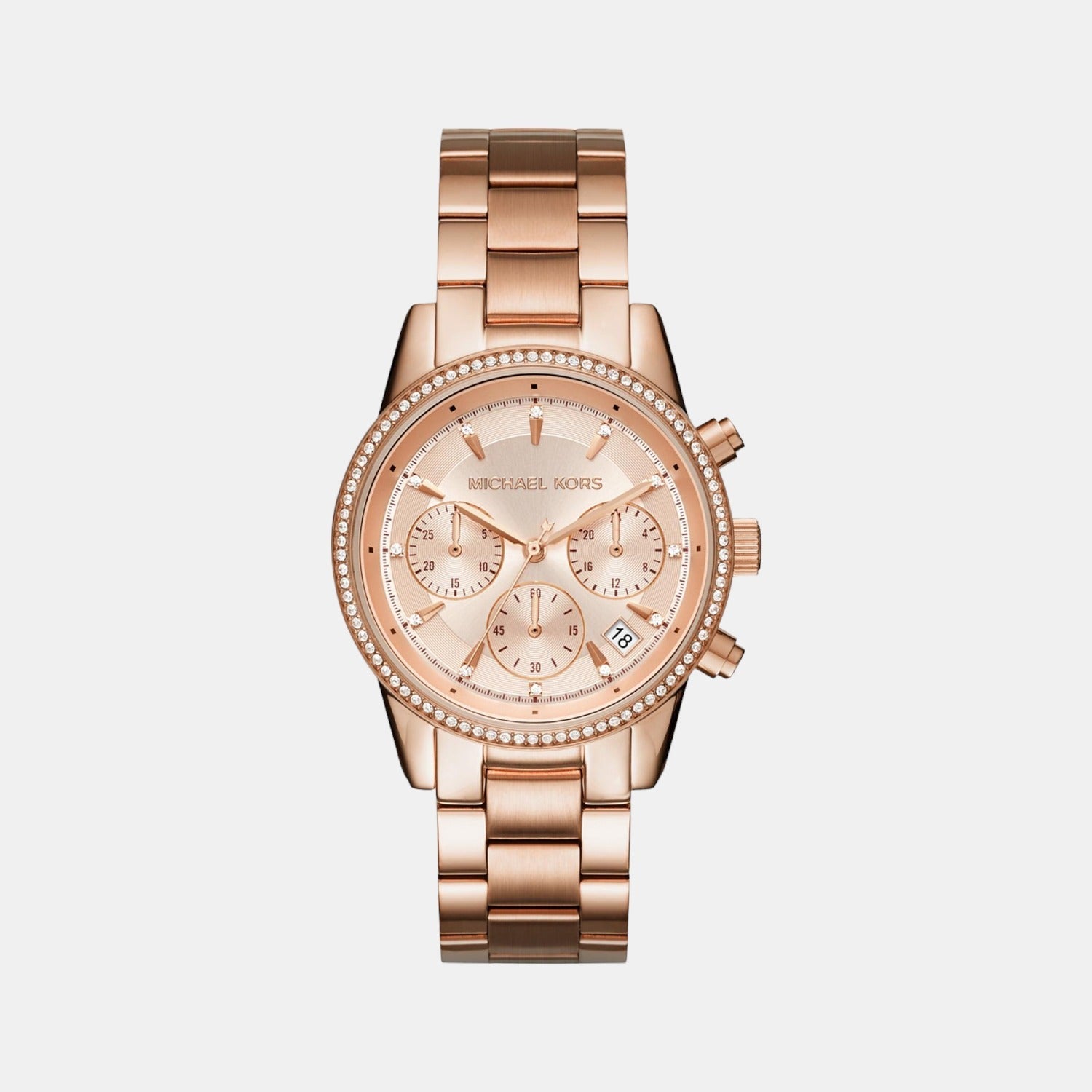 Michael Kors Bryant Women Quartz Rose Gold Dial Chronograph Stainless Steel Watch Mk6357
