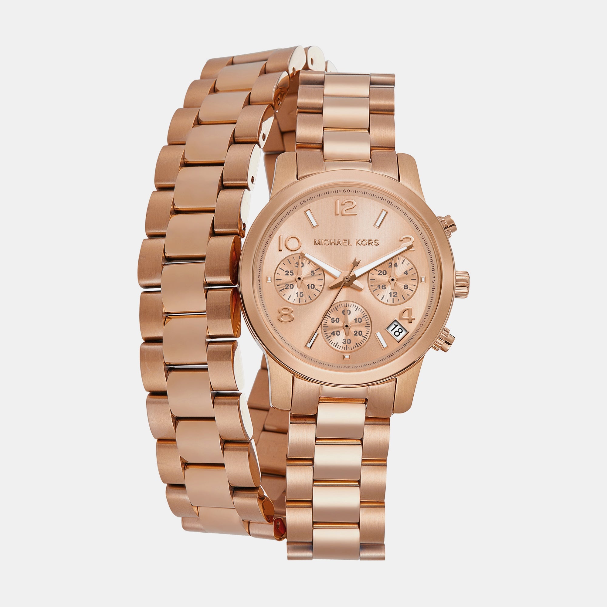 Michael Kors Runway Women Quartz Pink Dial Chronograph Stainless Steel Watch Mk7453