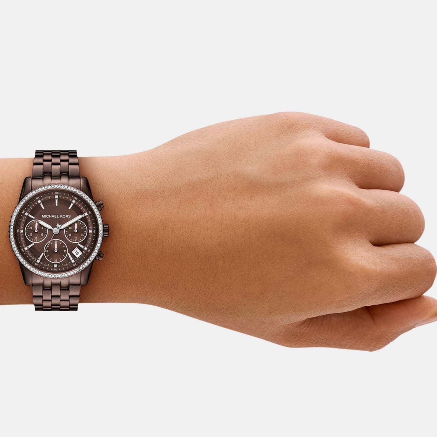 Michael Kors Bryant Women Quartz Brown Dial Chronograph Stainless Steel Watch Mk7559