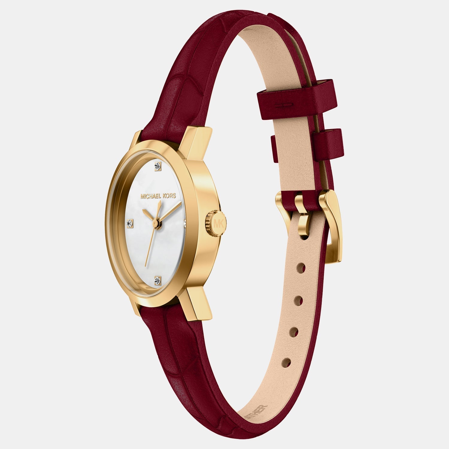 Michael Kors Maude Women Quartz Mother Of Pearl Dial Analog Leather Watch Mk7570Set