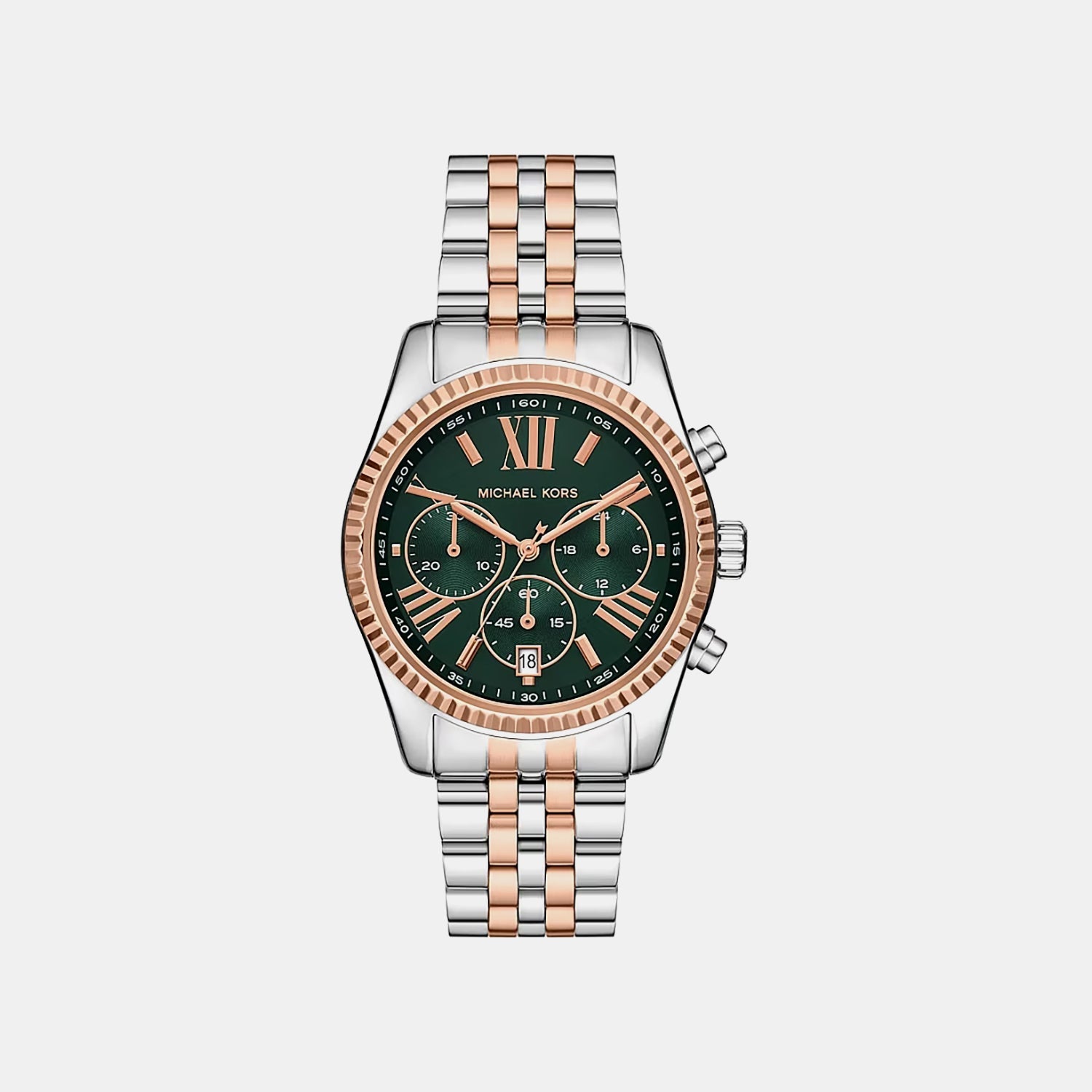 Michael Kors Lexington Women Quartz Green Dial Chronograph Stainless Steel Watch Mk7610