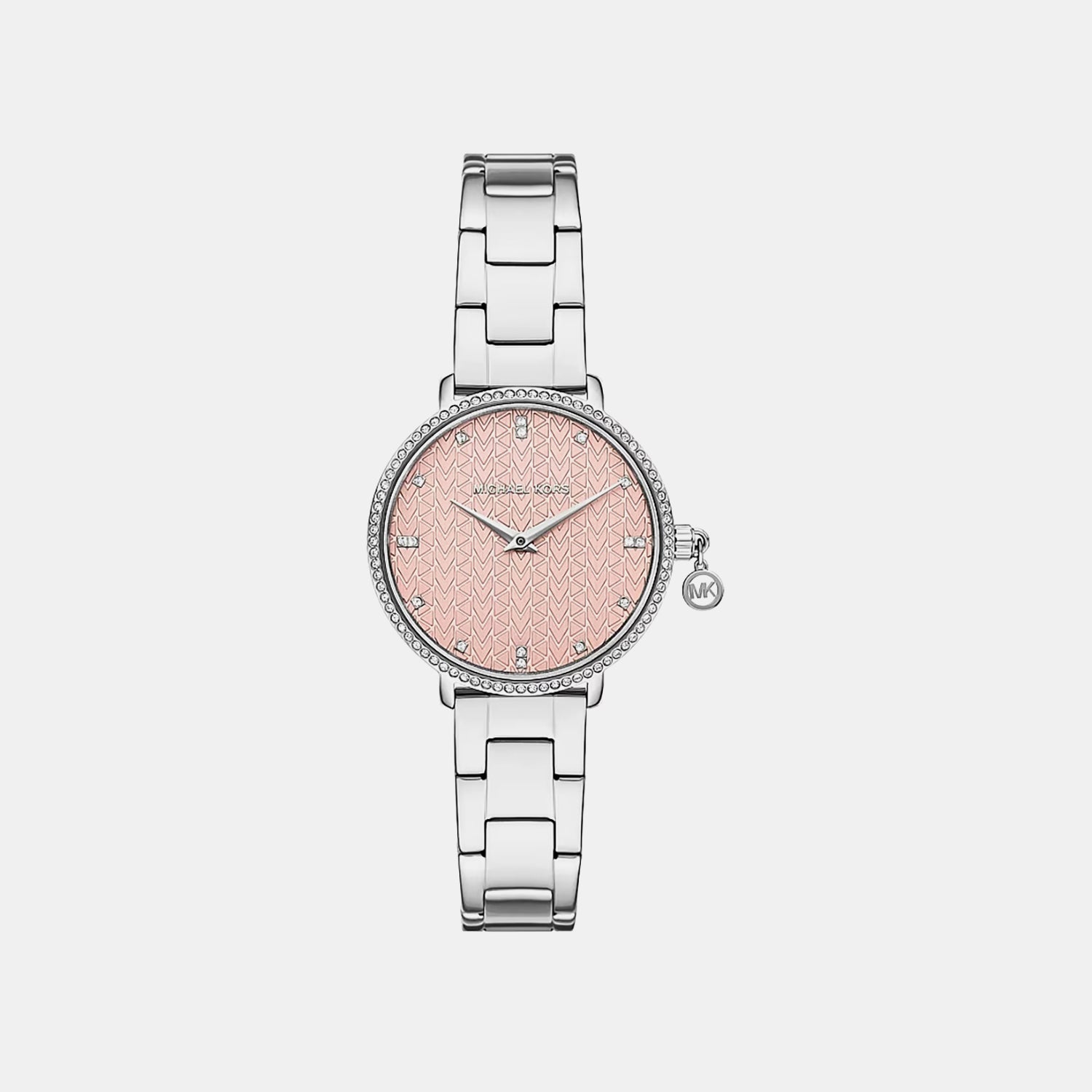 Michael Kors Mini Pyper Pave Women Quartz Pink Dial Analog Stainless Steel Watch Mk7617