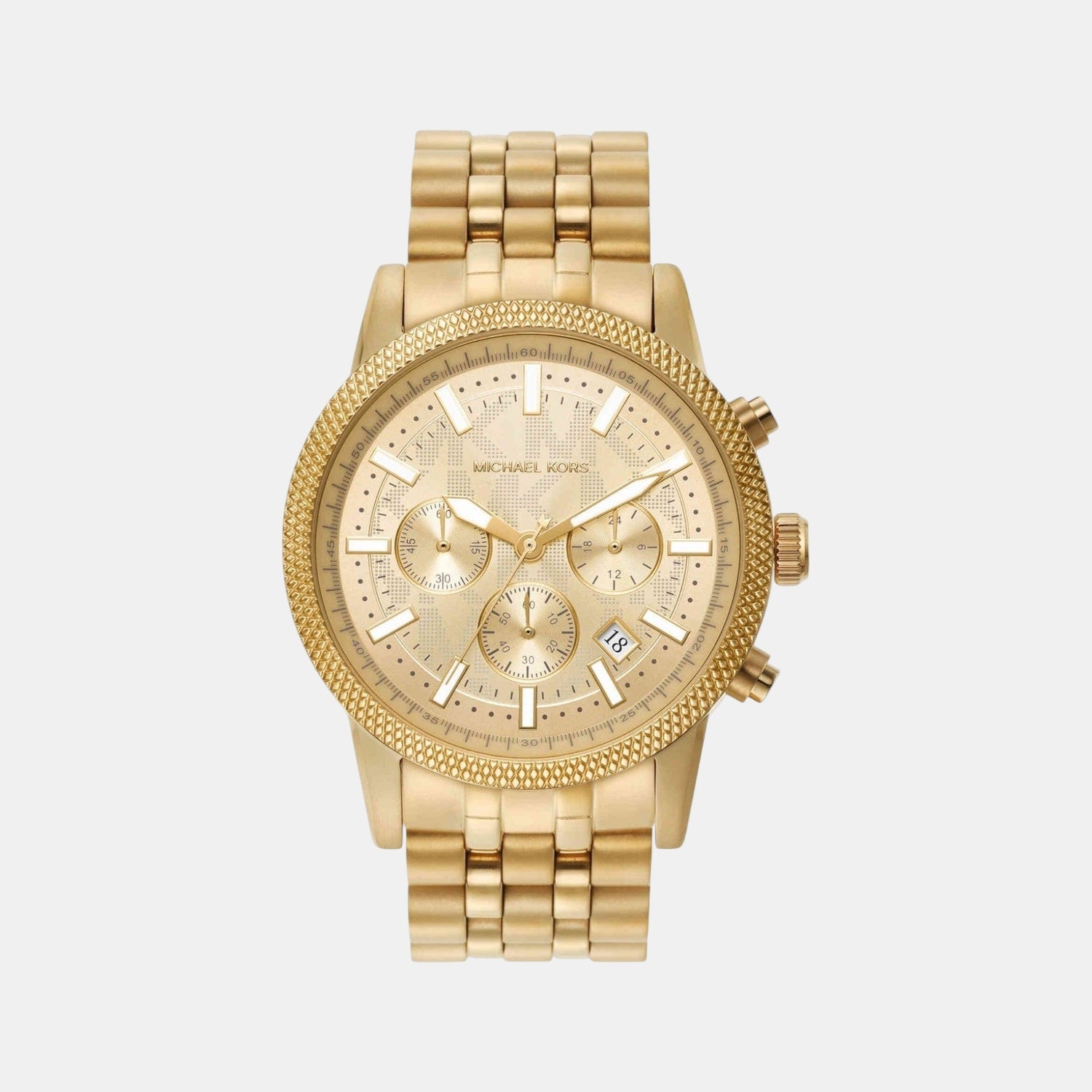 Michael Kors Hutton Men Quartz Gold Dial Chronograph Stainless Steel Watch Mk8953