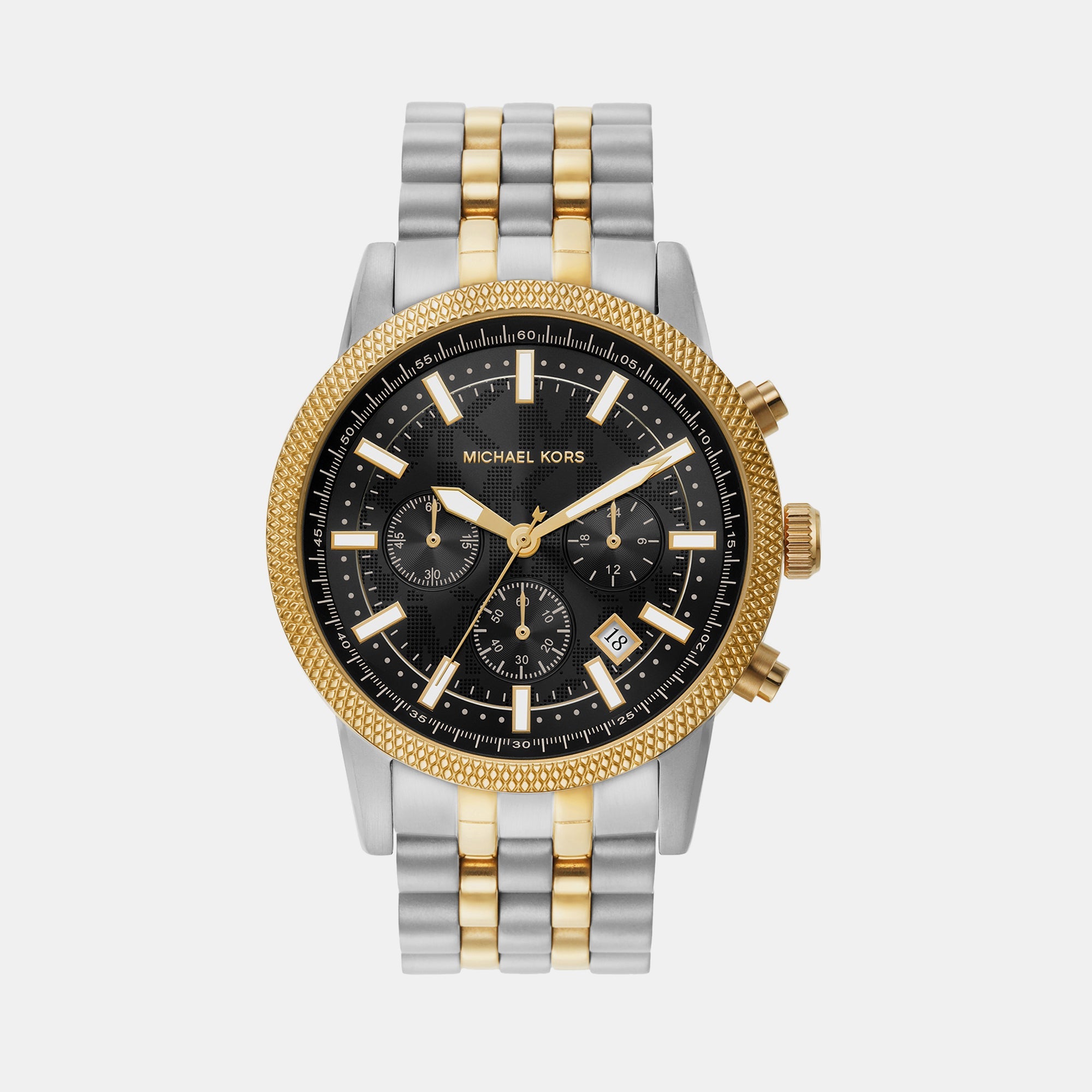 Michael Kors Hutton Men Quartz Black Dial Chronograph Stainless Steel Watch Mk8954