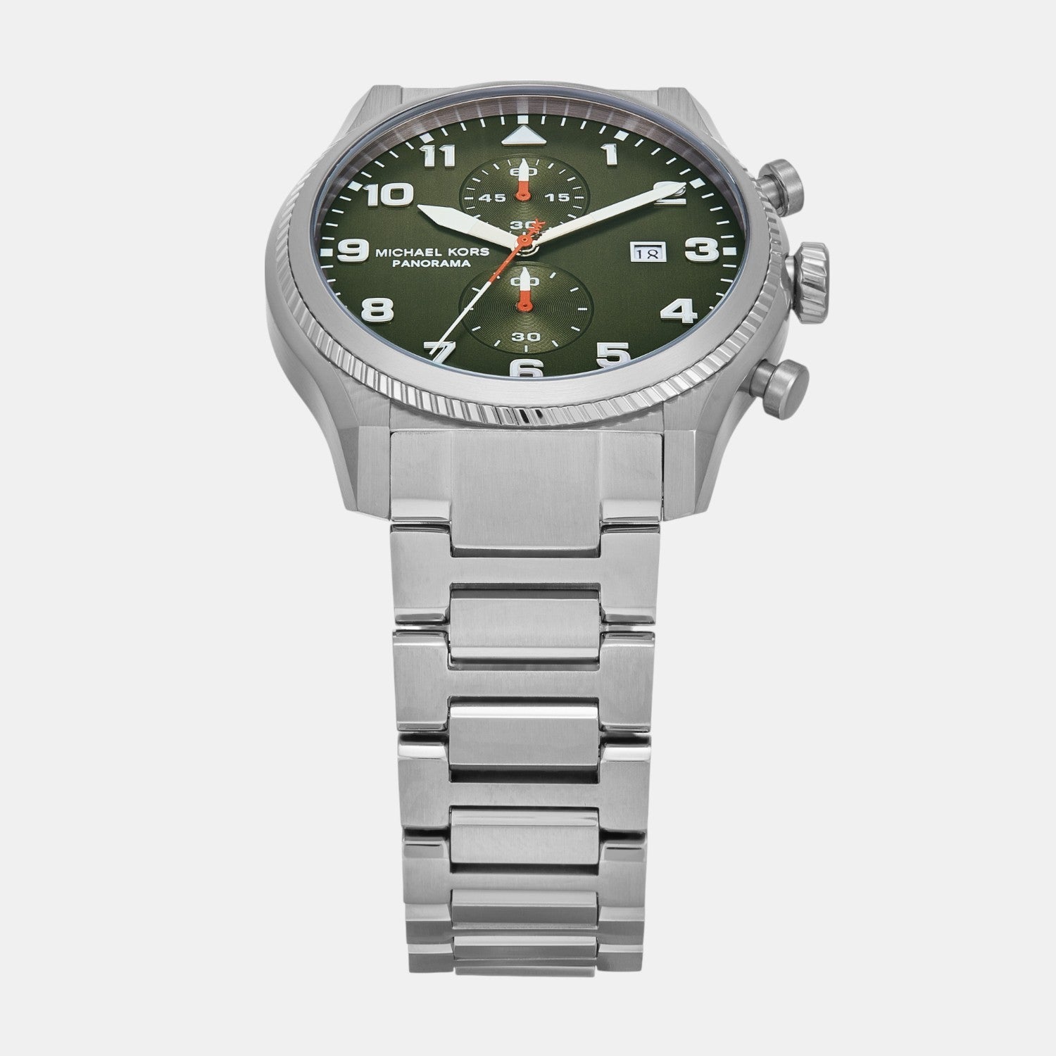 Michael Kors Panorama Men Quartz Green Dial Chronograph Stainless Steel Watch Mk9196