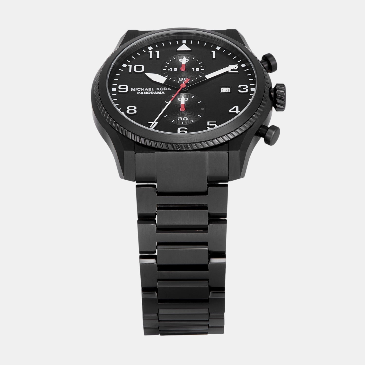 Michael Kors Panorama Men Quartz Black Dial Chronograph Stainless Steel Watch Mk9198