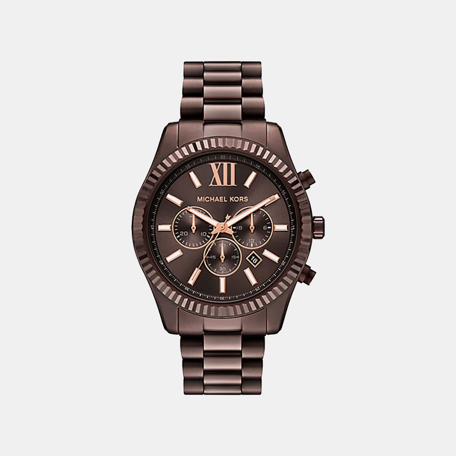 Michael Kors Lexington Men Quartz Brown Dial Analog Stainless Steel Watch Mk9224