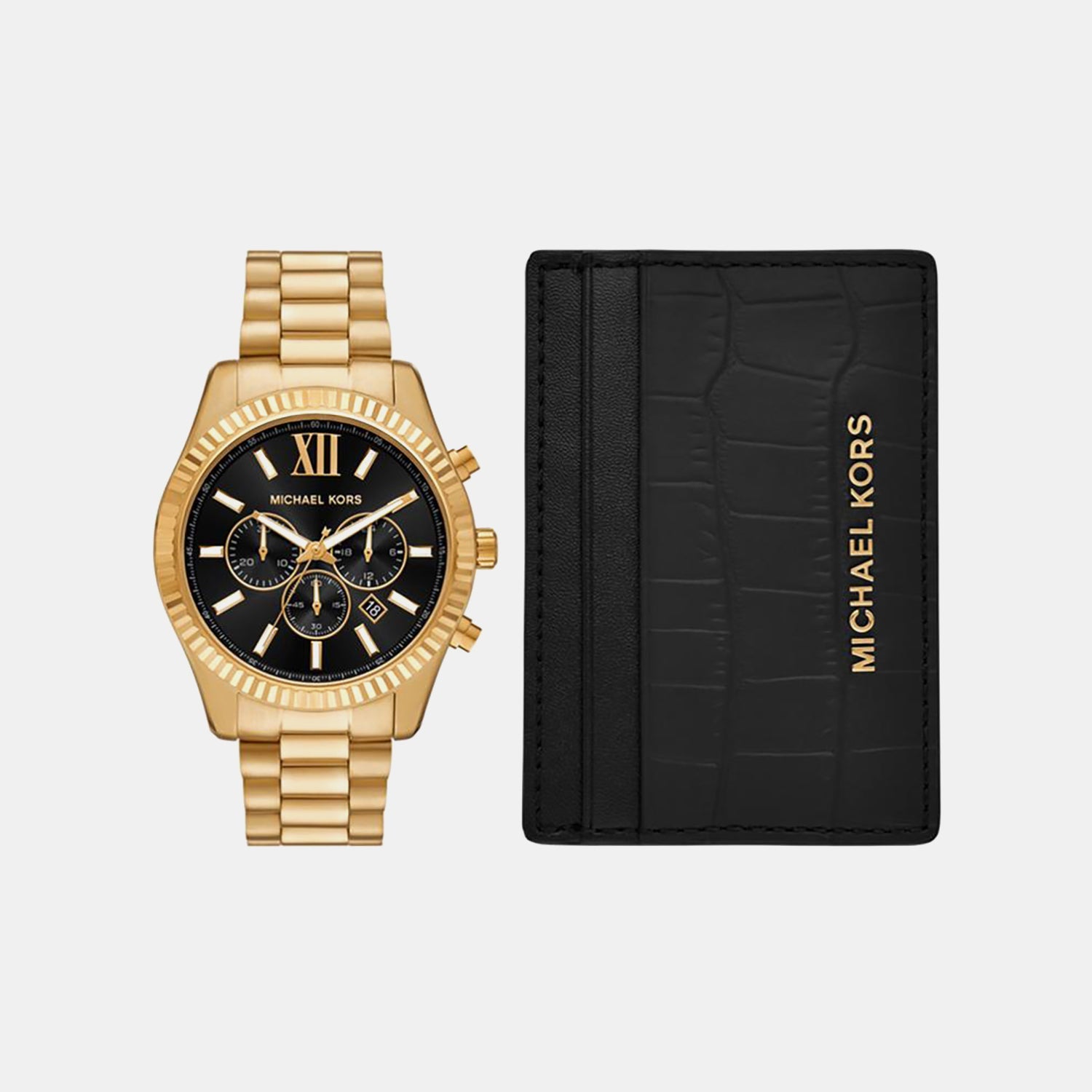 Michael Kors Lexington Men Quartz Black Dial Chronograph Stainless Steel Watch Mk9245Set