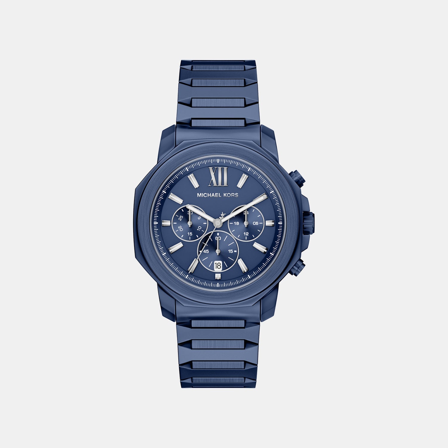 Michael Kors Prescott Men Quartz Blue Dial Chronograph Stainless Steel Watch Mk9251