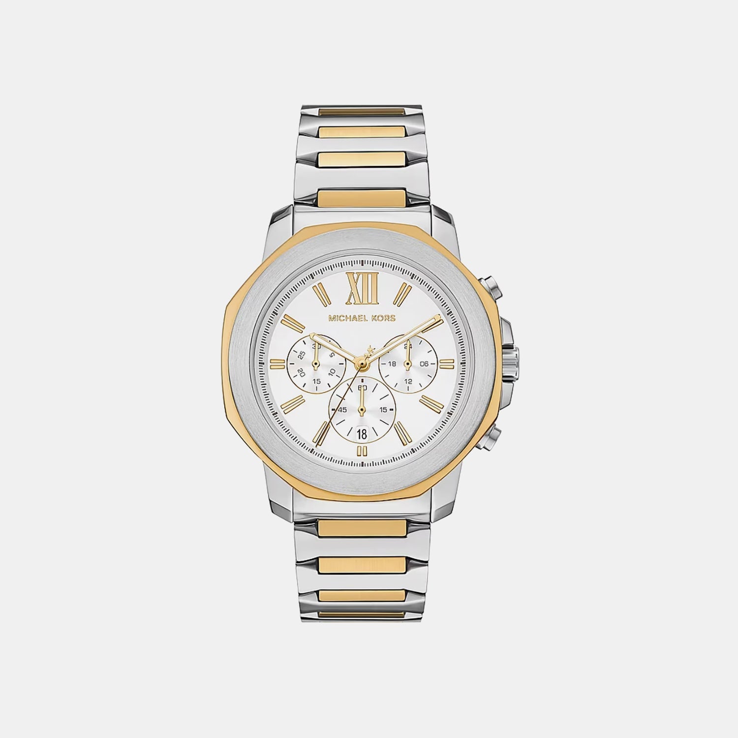 Michael Kors Oversized Prescott Men Quartz Silver Dial Chronograph Stainless Steel Watch Mk9260
