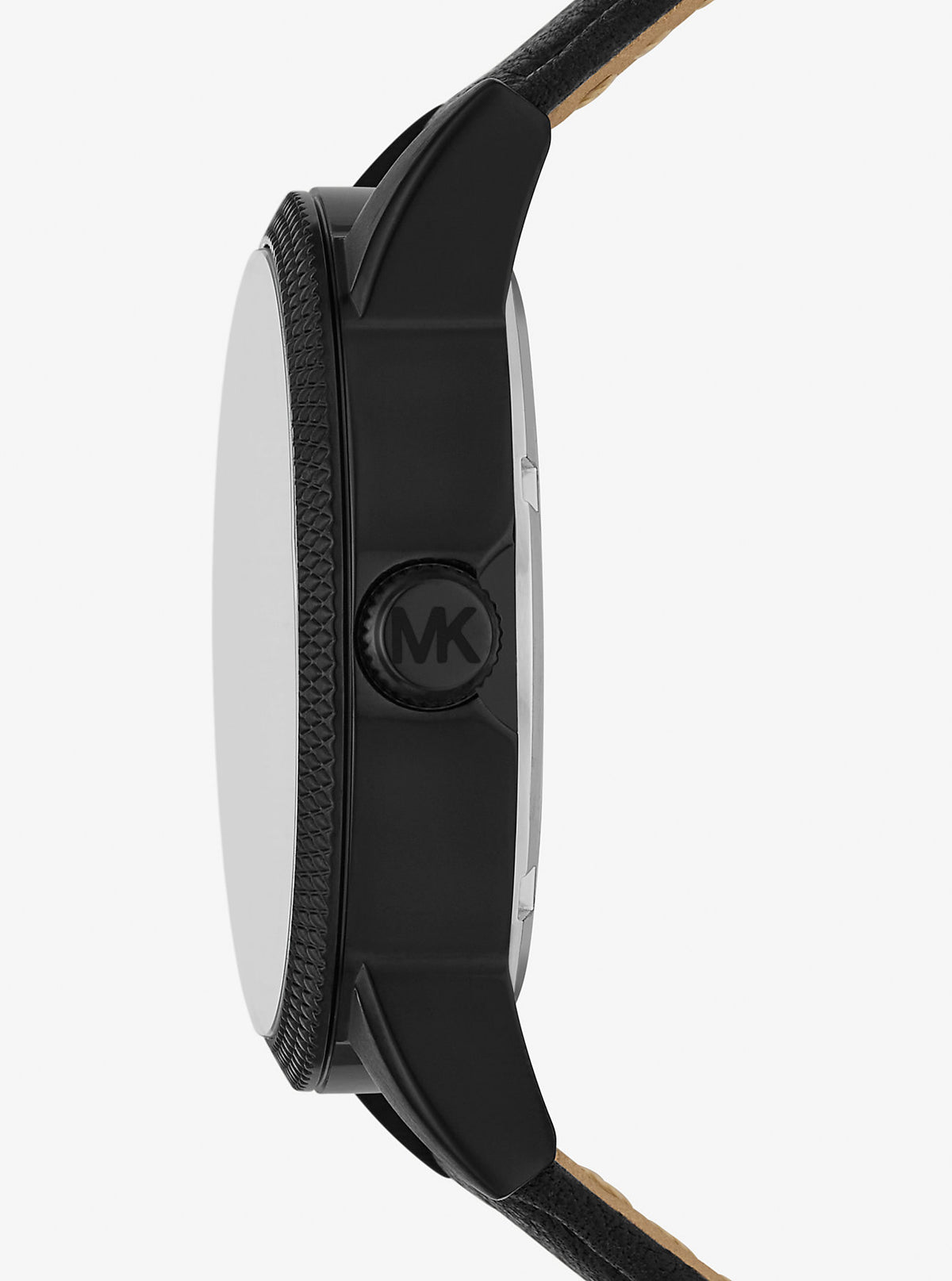 Oversized Hutton Black-Tone and Leather Watch Black Black