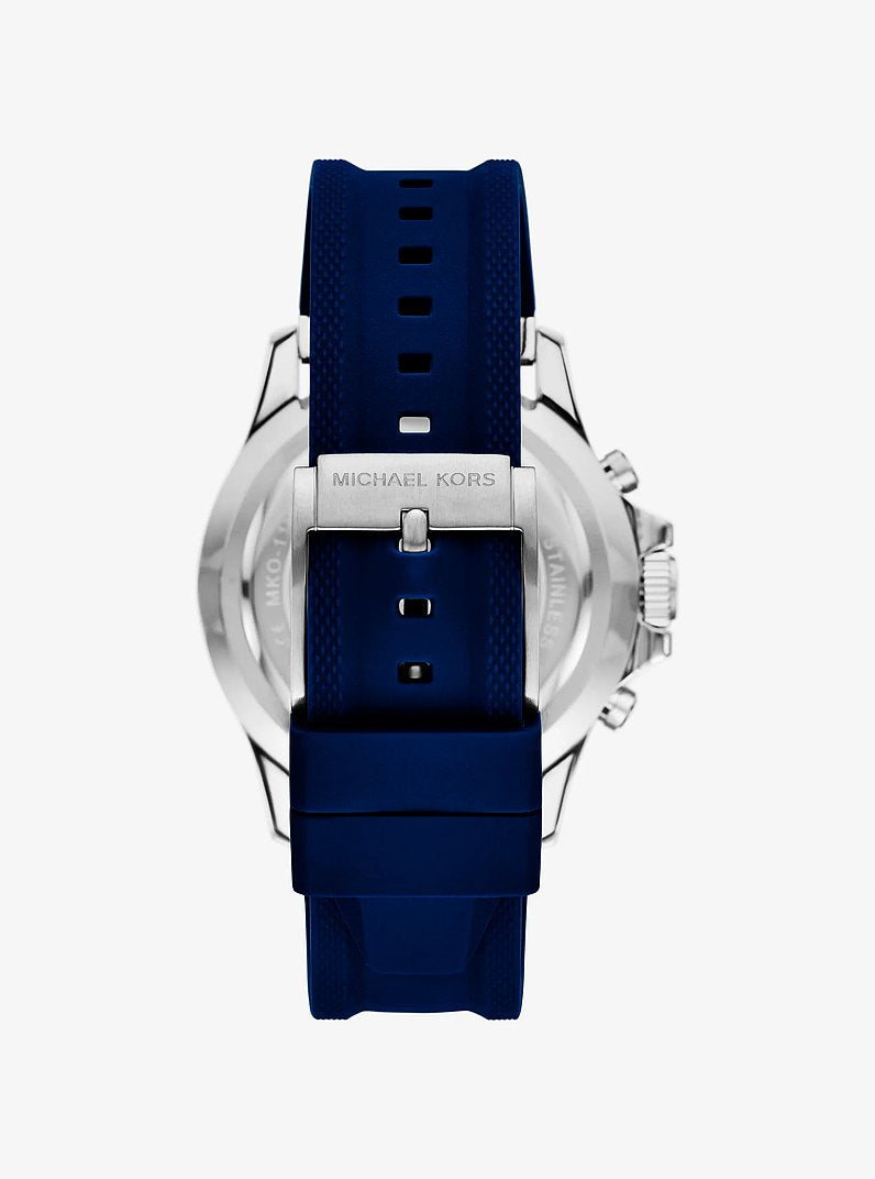 Oversized Everest Silver-Tone and Silicone Watch Navy Navy
