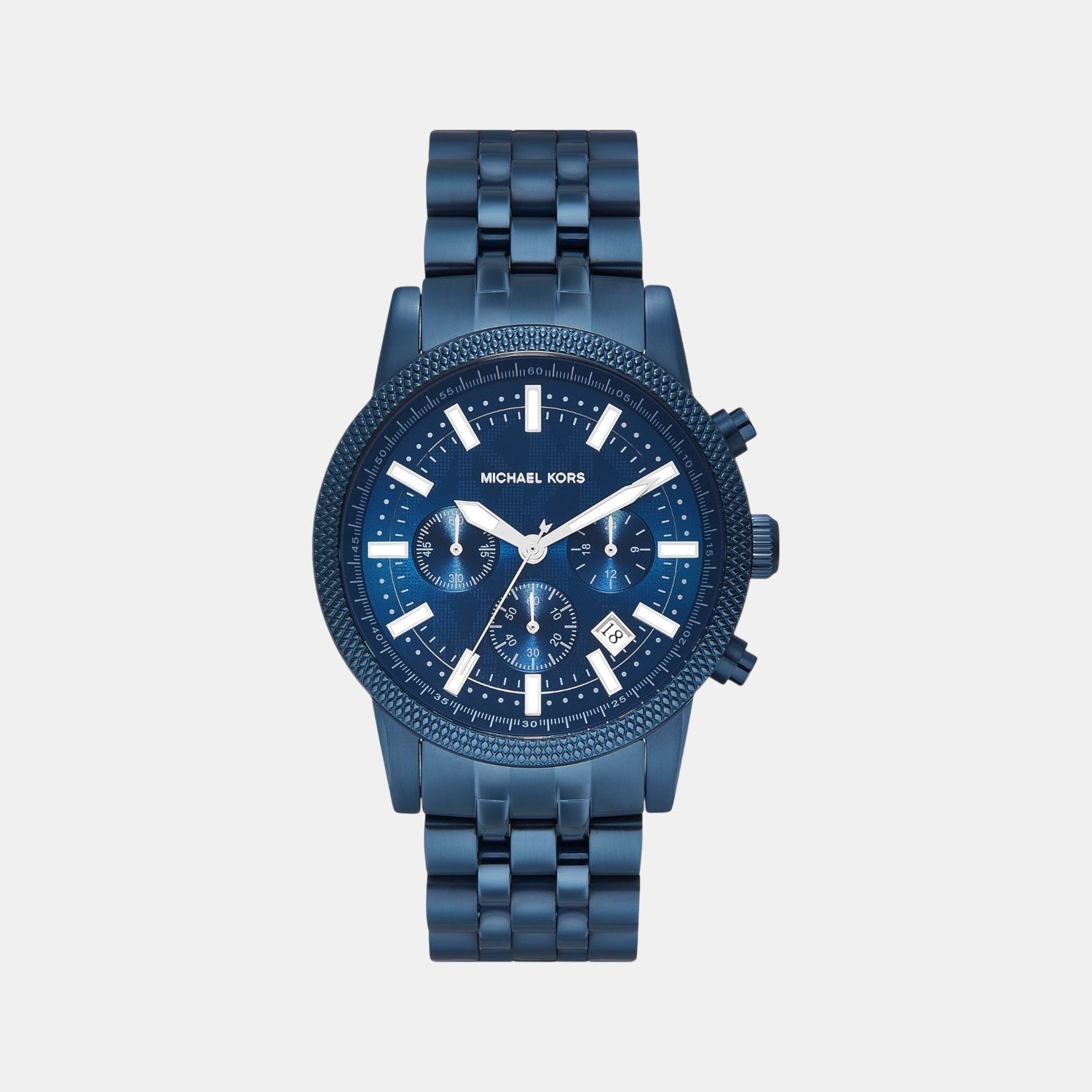 Michael Kors Hutton Men Quartz Blue Dial Chronograph Stainless Steel Watch Mko1165
