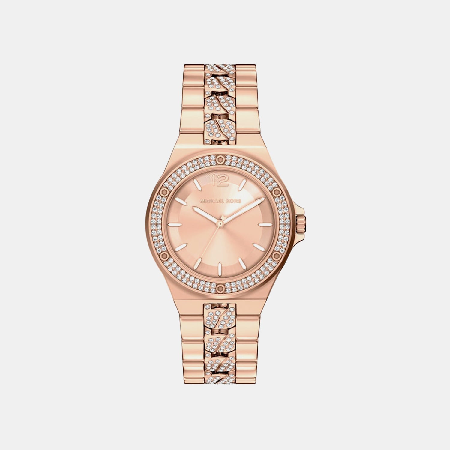 Michael Kors Lennox Women Quartz Rose Gold Dial Analog Stainless Steel Watch Mko1247