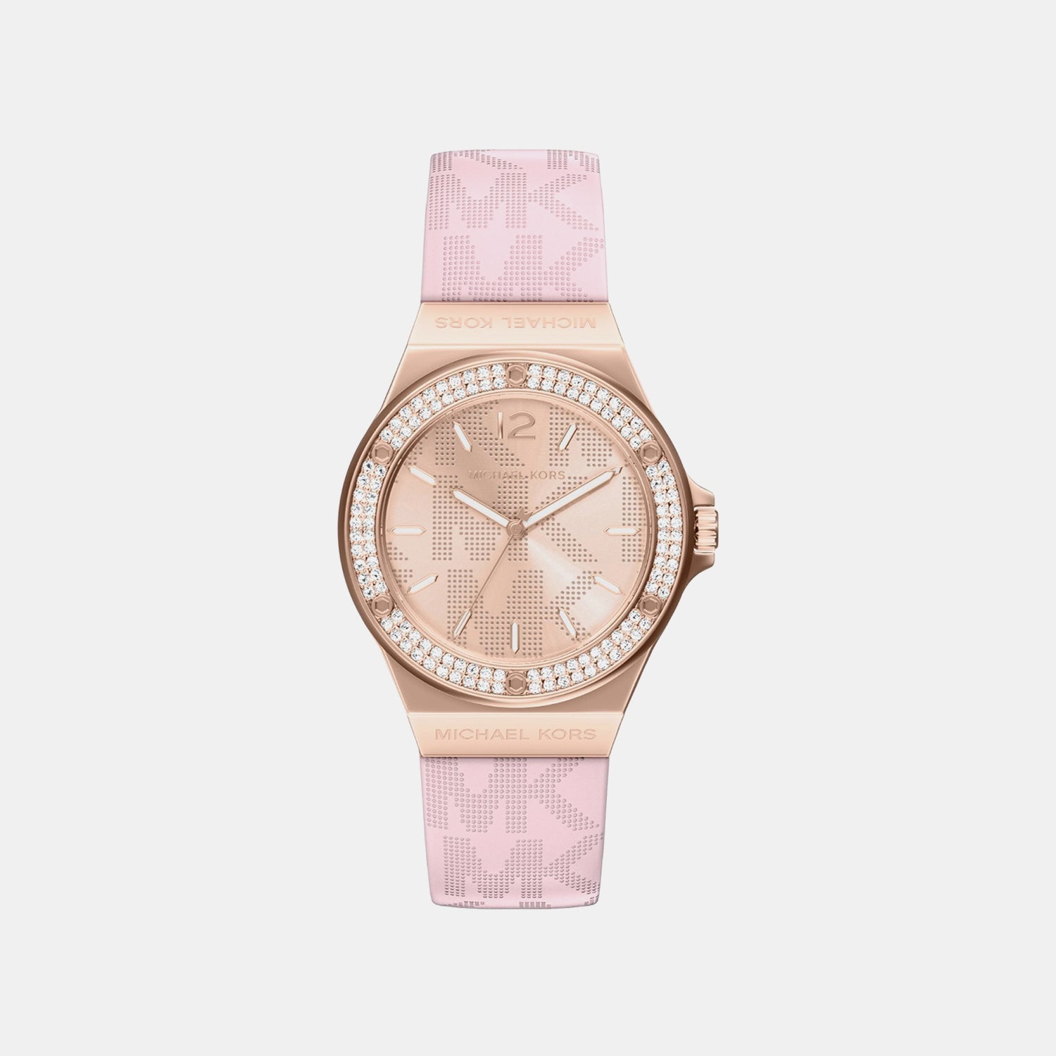 Michael Kors Lennox Women Quartz Rose Gold Dial Analog Silicone Watch Mko1251