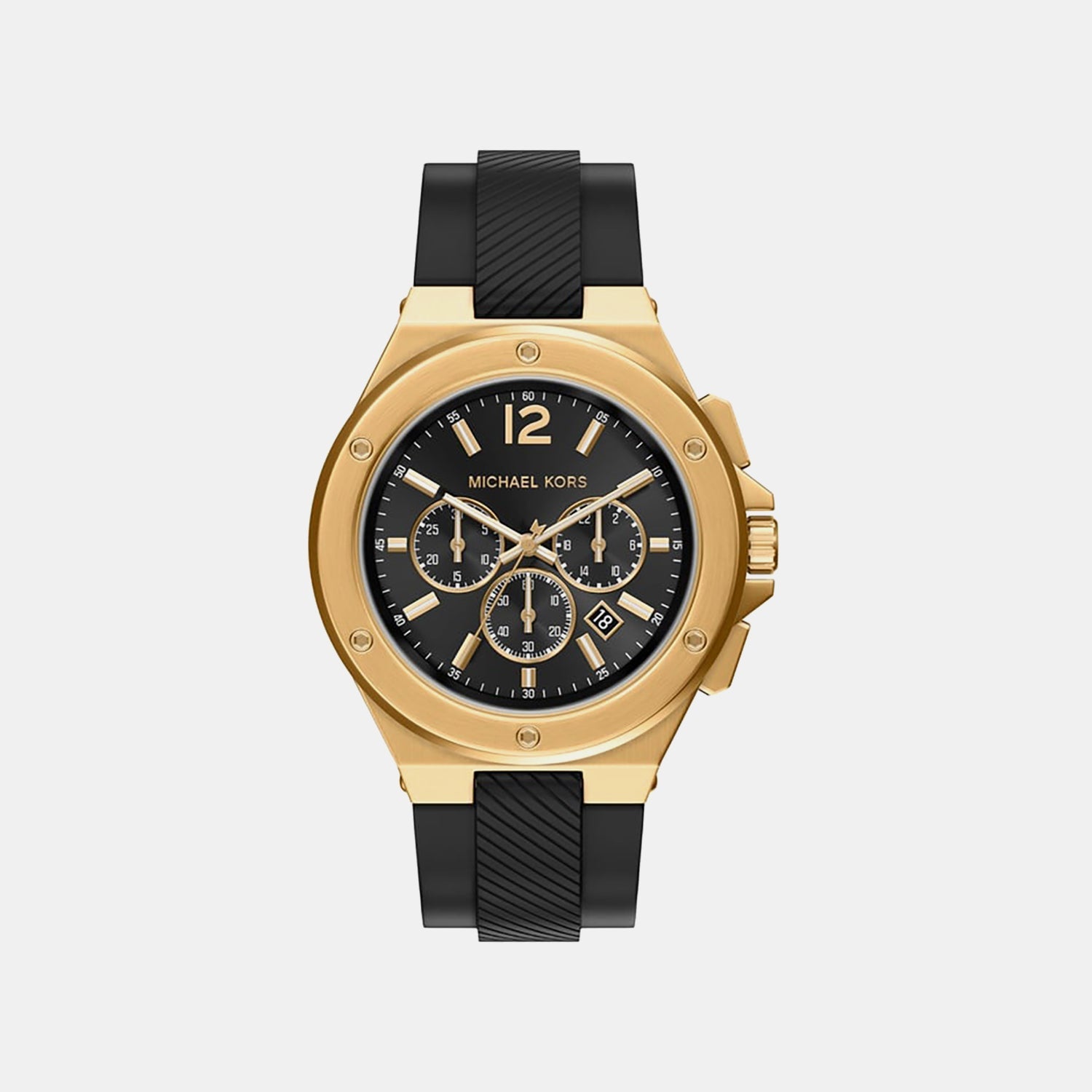 Michael Kors Lennox Men Quartz Black Dial Chronograph Silicone Watch Mko1272